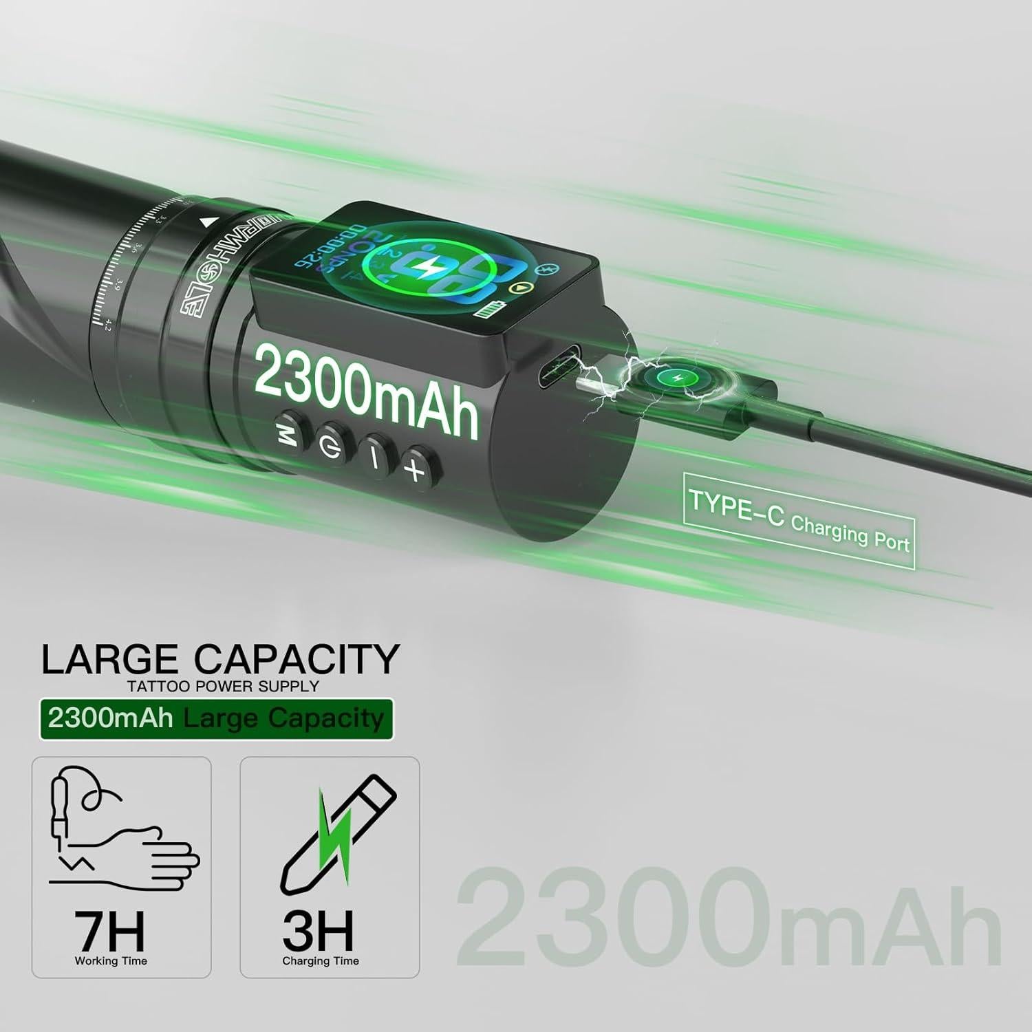 Kit de Máquina de Tatuaje Inalámbrica Wormhole 2300mAh 73 Piezas