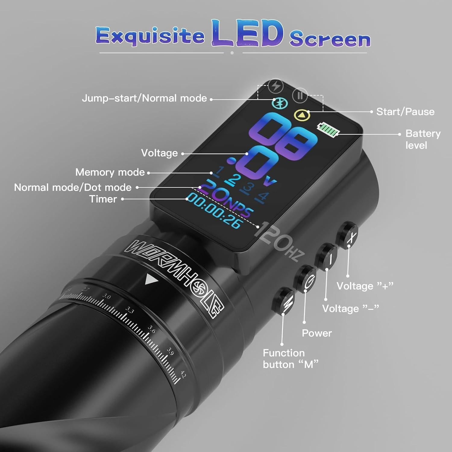 Kit de Máquina de Tatuaje Inalámbrica Wormhole 2300mAh 73 Piezas