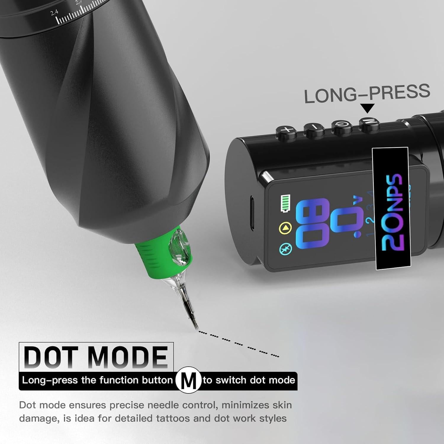 Kit de Máquina de Tatuaje Inalámbrica Wormhole 2300mAh 73 Piezas