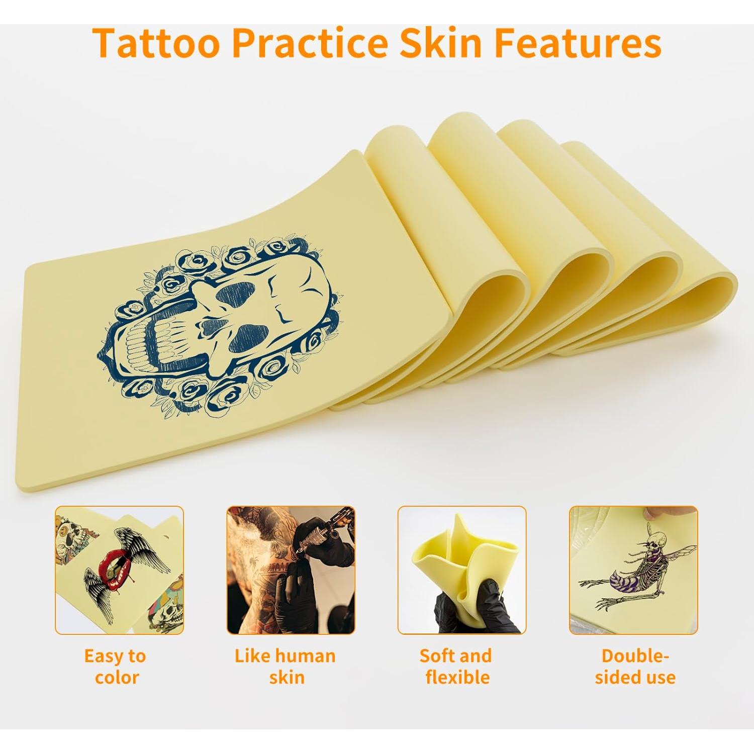 10 Hojas Piel de Práctica Tatuaje MIHERT 20x15 cm 3mm Doble Cara