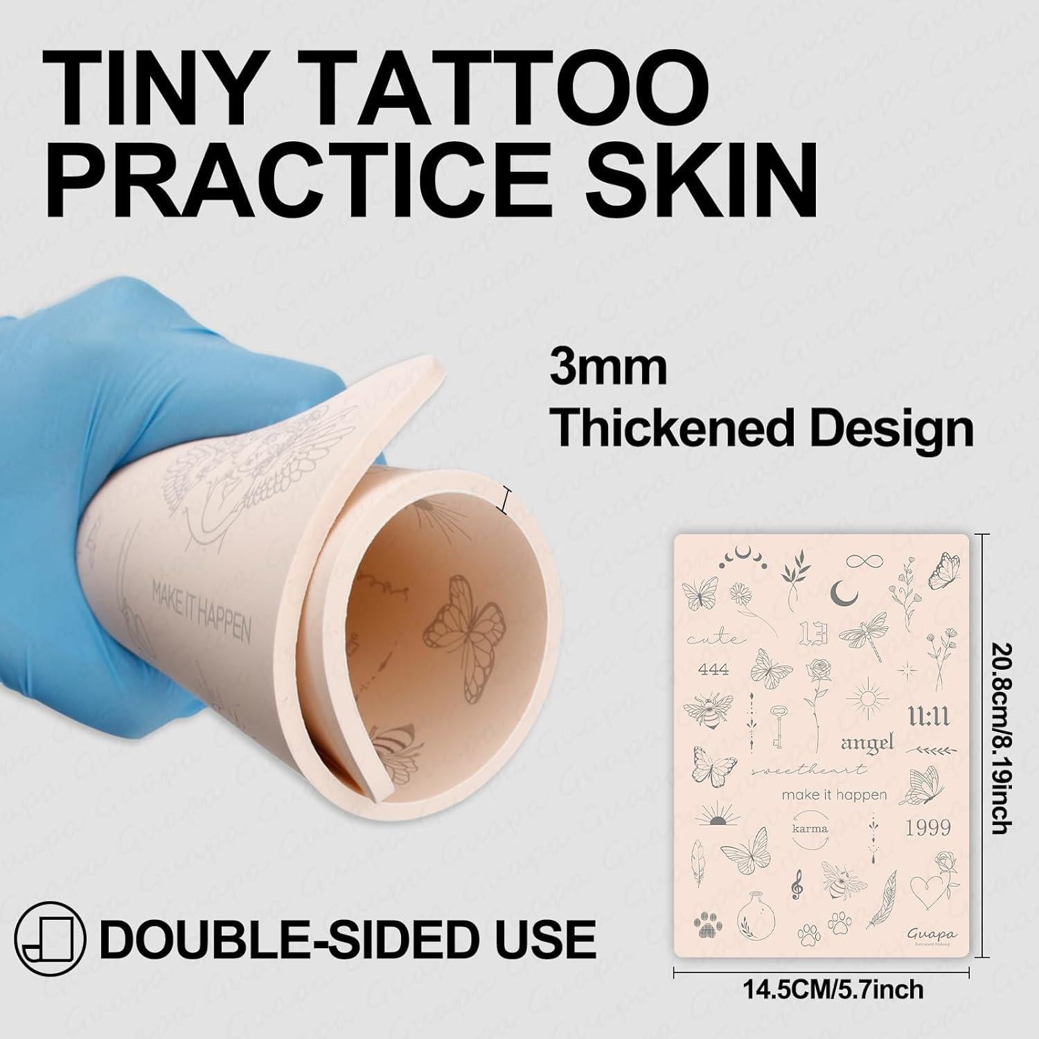 Piel de Práctica para Tatuaje Guapa 3mm Doble Cara Rosa