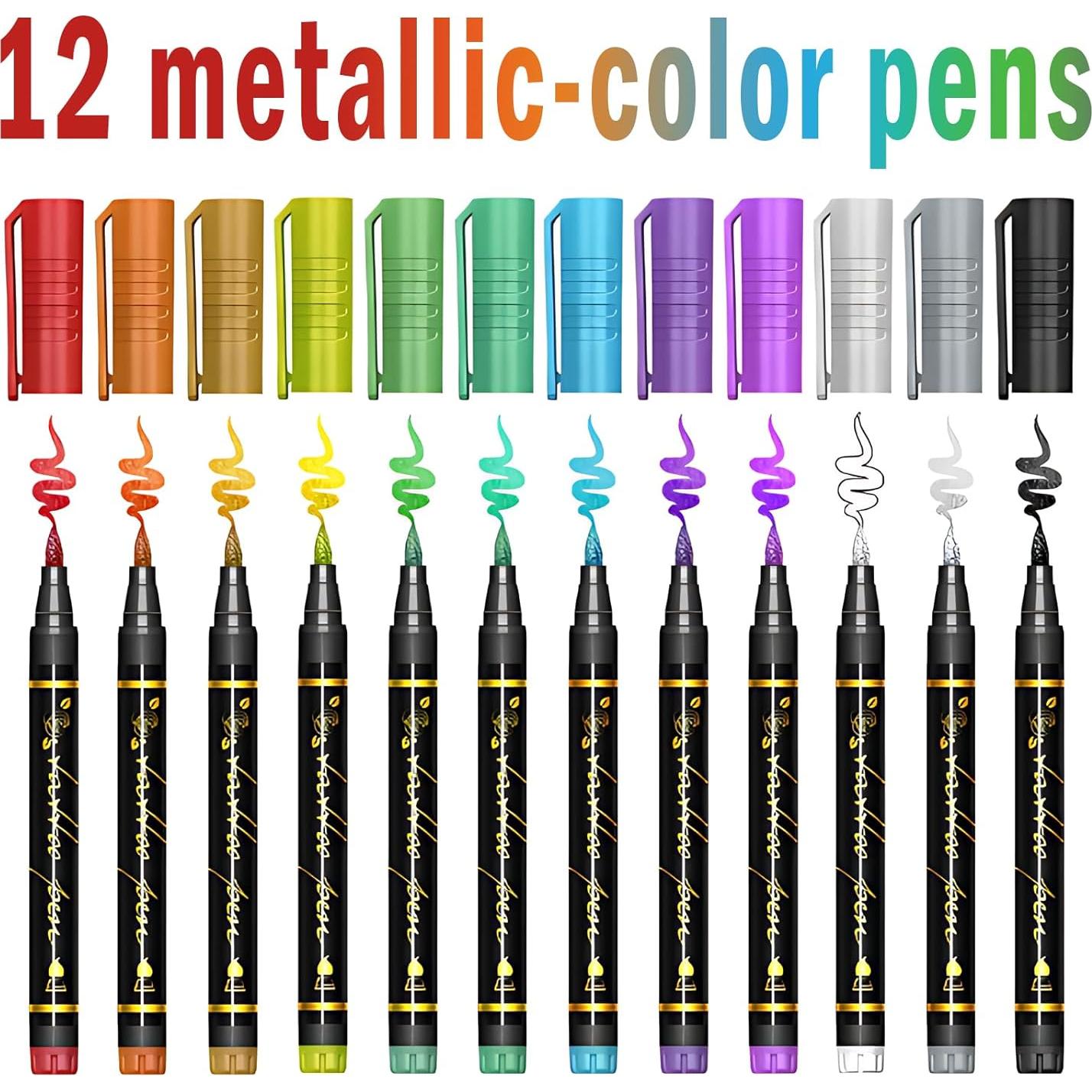 Marcadores de Tatuajes Temporales Metuu - 12 Colores y 155 Diseños