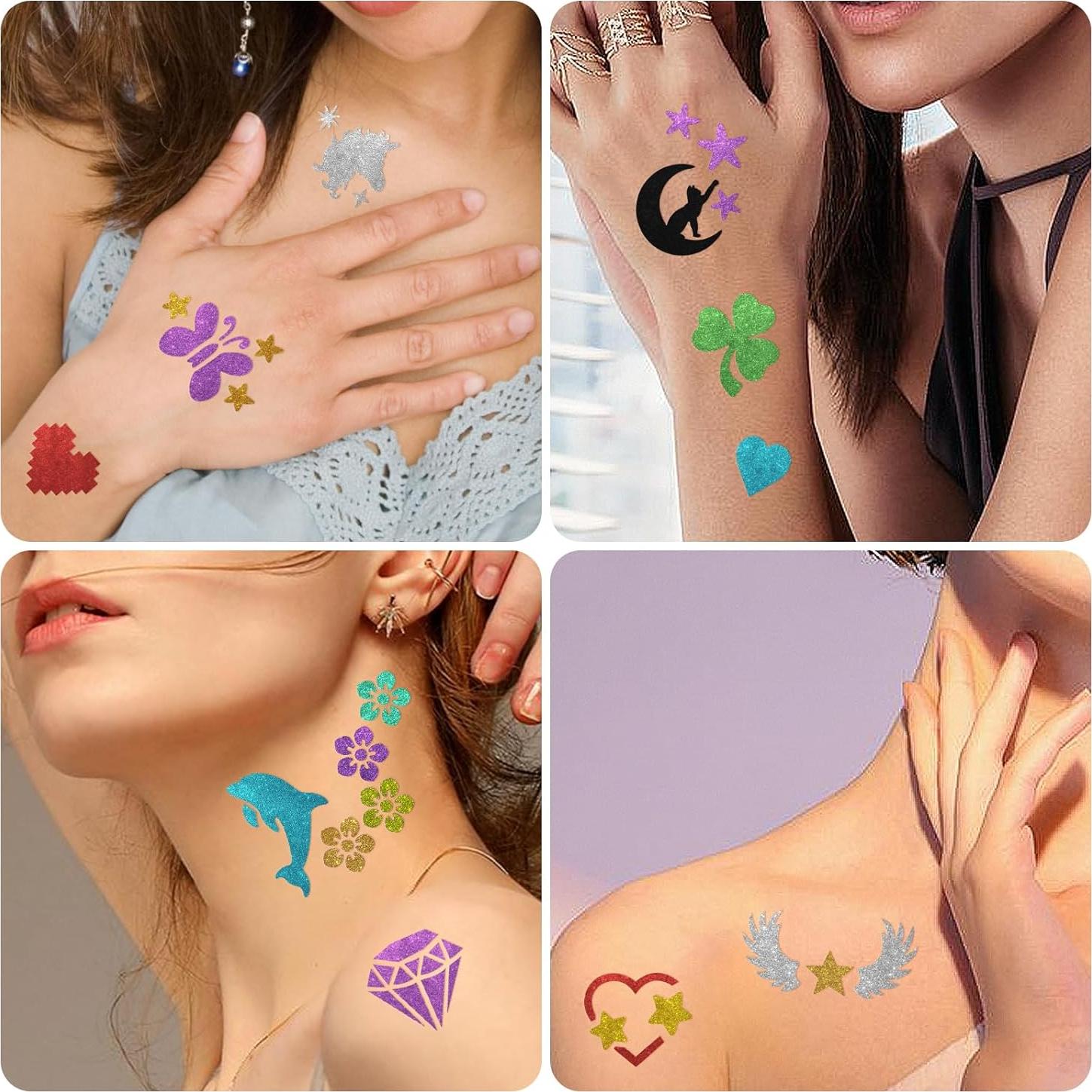 Marcadores de Tatuajes Temporales Metuu - 12 Colores y 155 Diseños