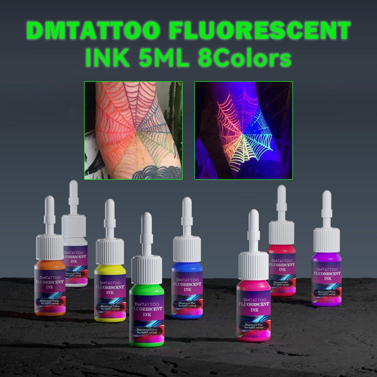 Set de Tinta Fluorescente para Tatuajes DMTATTOO 8 Colores 5ml