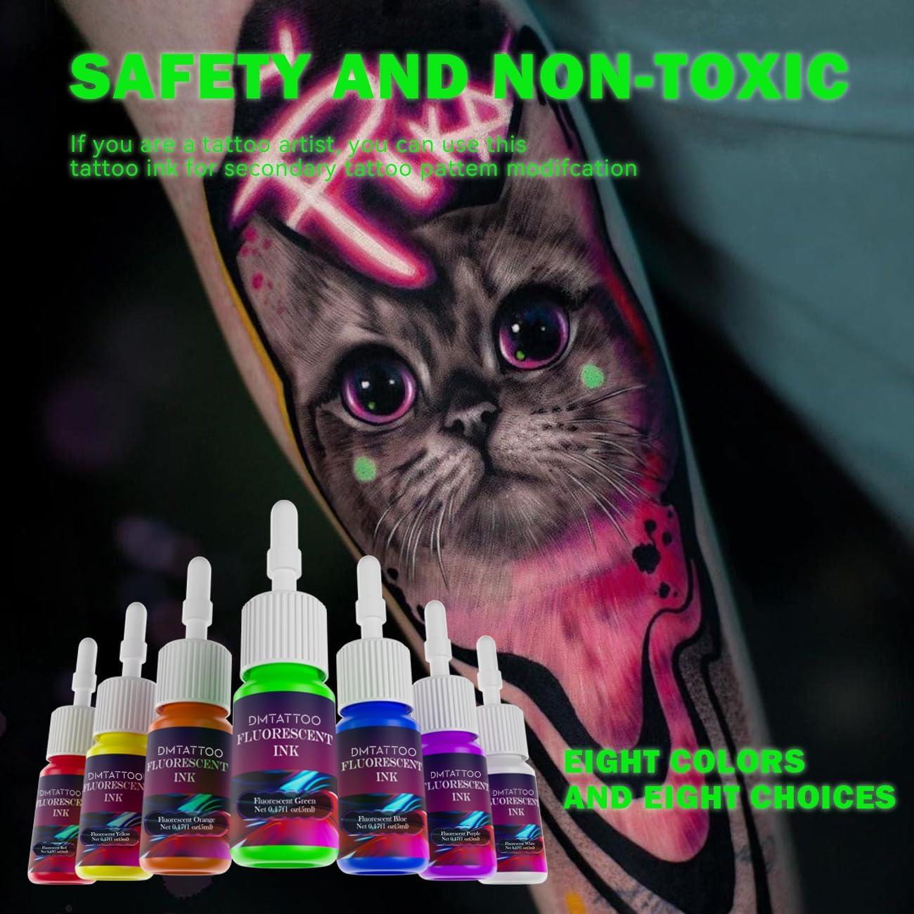 Set de Tinta Fluorescente para Tatuajes DMTATTOO 8 Colores 5ml