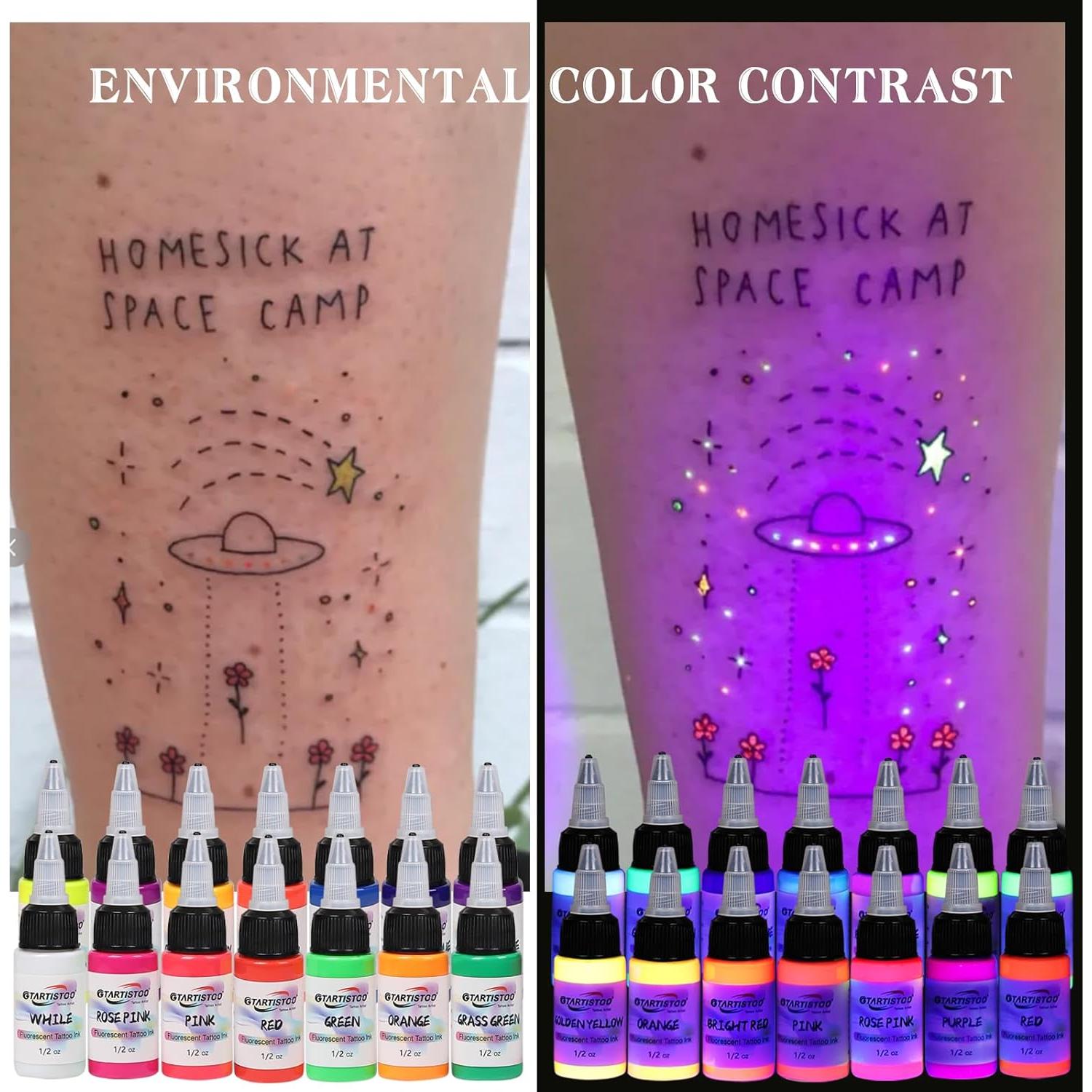 Kit de Tinta Fluorescente para Tatuajes GTARTISTOO 14 Colores 15ml