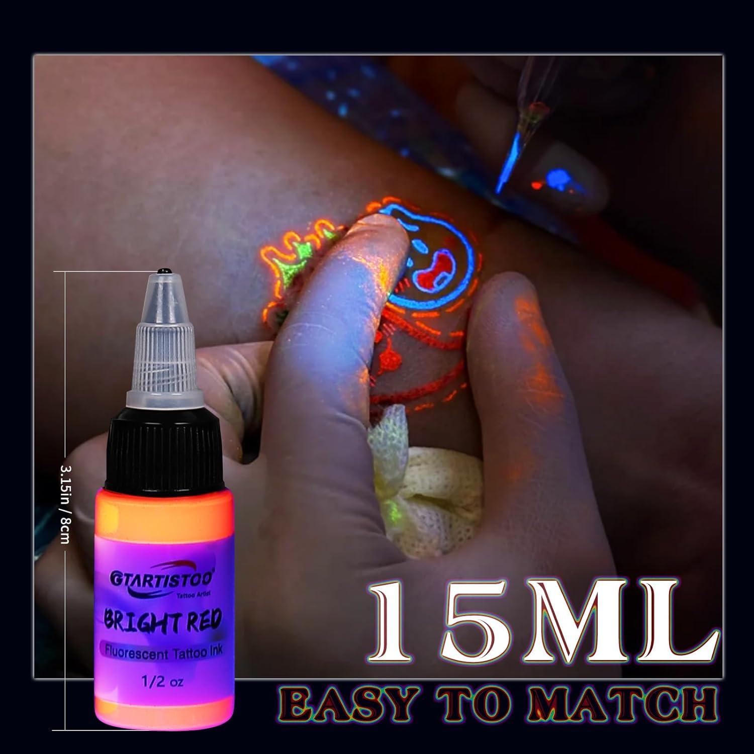 Kit de Tinta Fluorescente para Tatuajes GTARTISTOO 14 Colores 15ml