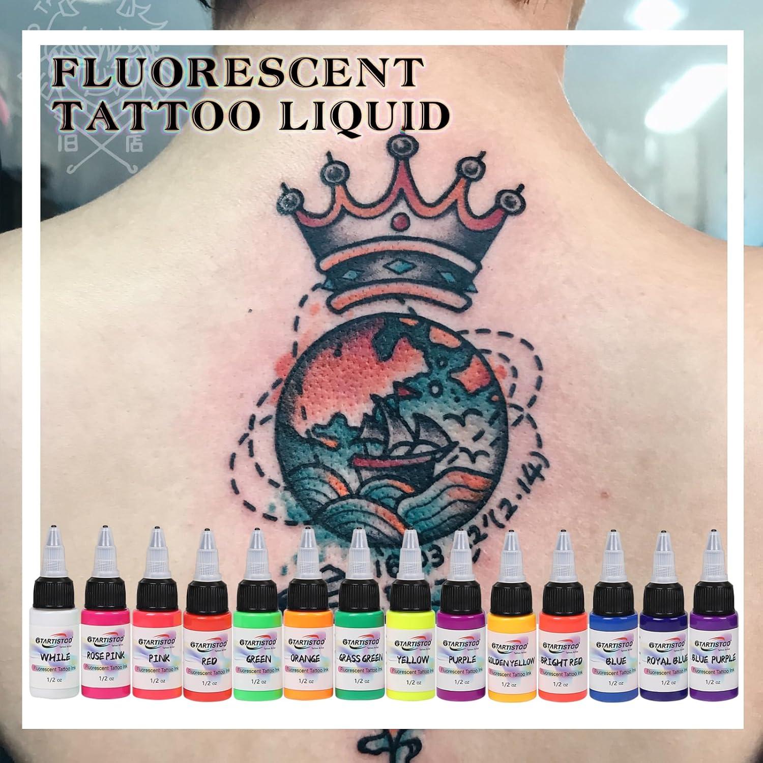 Kit de Tinta Fluorescente para Tatuajes GTARTISTOO 14 Colores 15ml