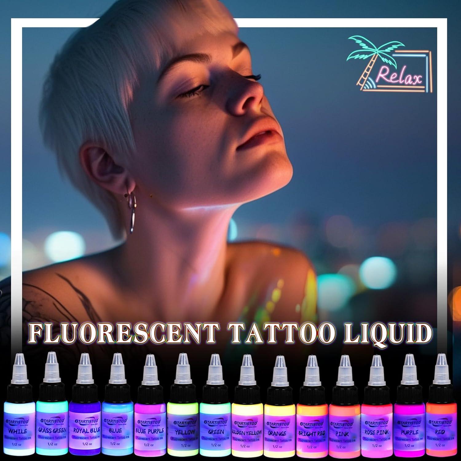 Kit de Tinta Fluorescente para Tatuajes GTARTISTOO 14 Colores 15ml
