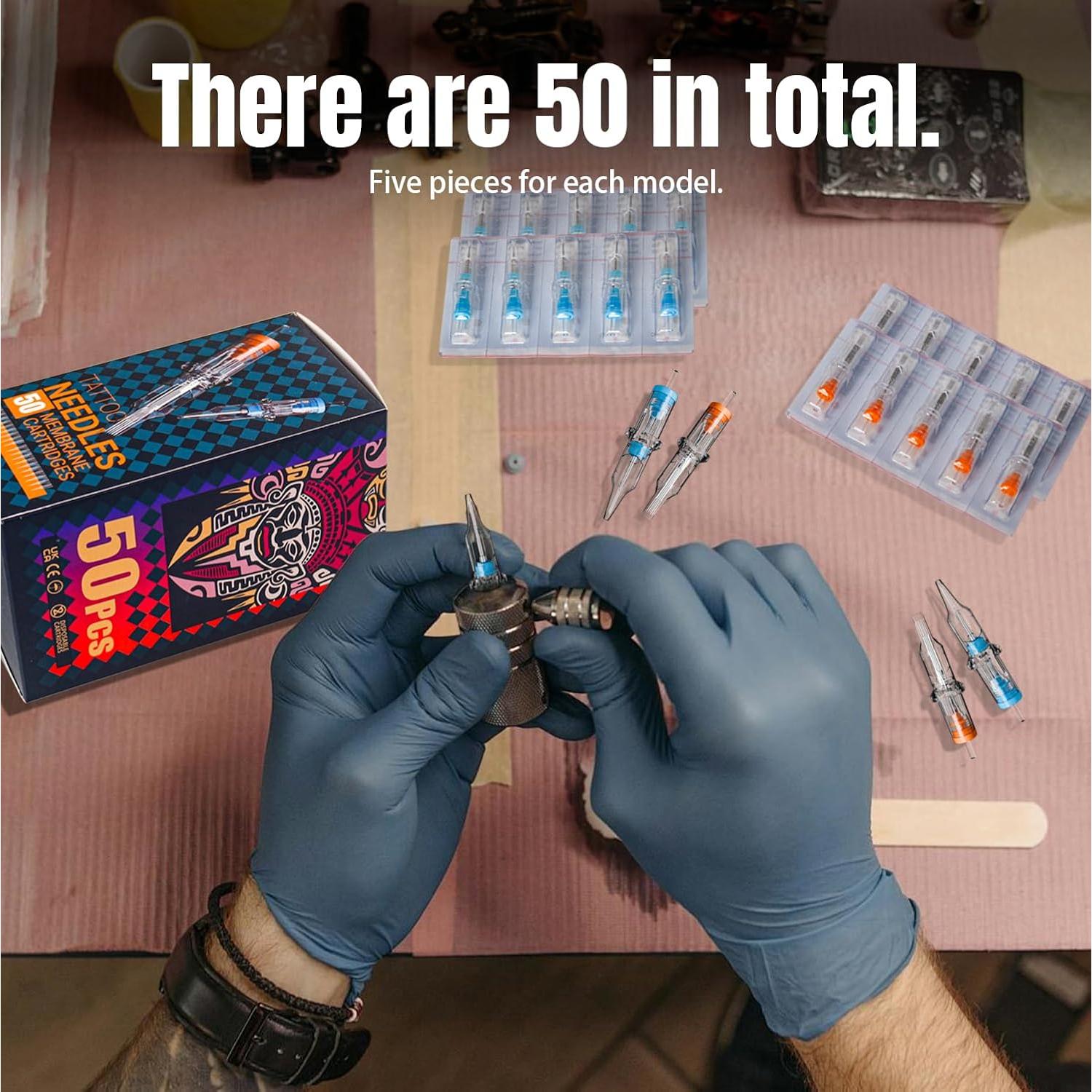 Cartuchos de Aguja de Tatuaje KVM 50 pcs RL RS RM Desinfectados