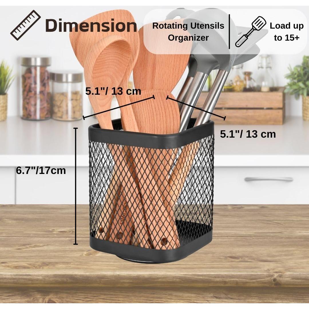 Soporte Rotatorio para Utensilios IBERG Cuadrado Negro 360°
