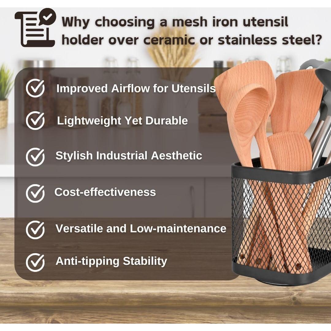 Soporte Rotatorio para Utensilios IBERG Cuadrado Negro 360°