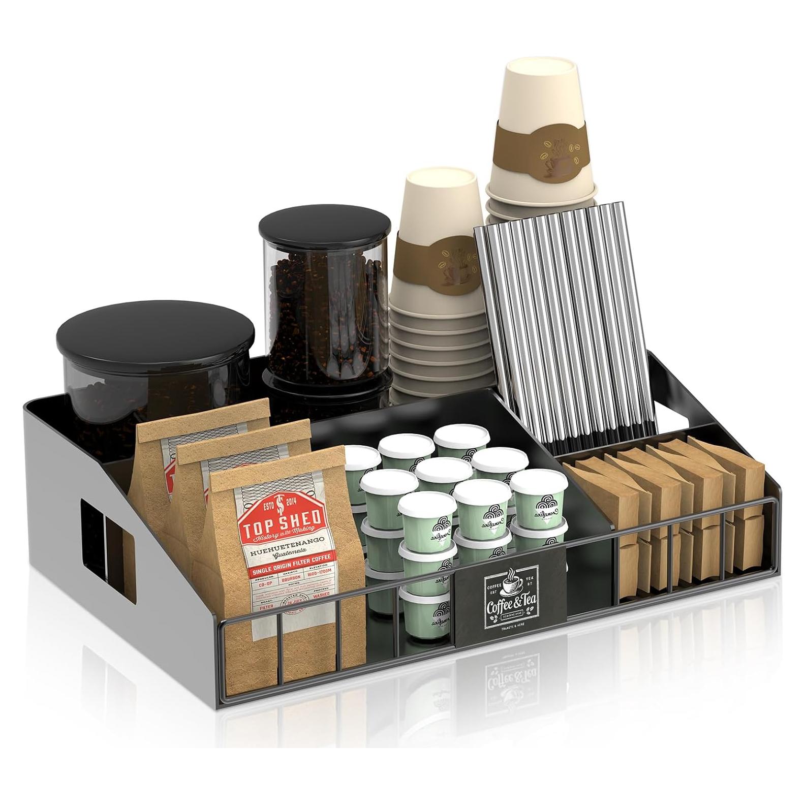 Organizador de Estación de Café LWSFF de Metal Negro 29x20cm