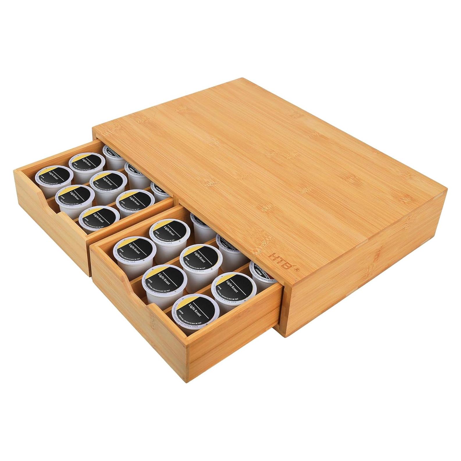 Soporte para K Cup HTB de Bambú, Organizador para 30 Cápsulas
