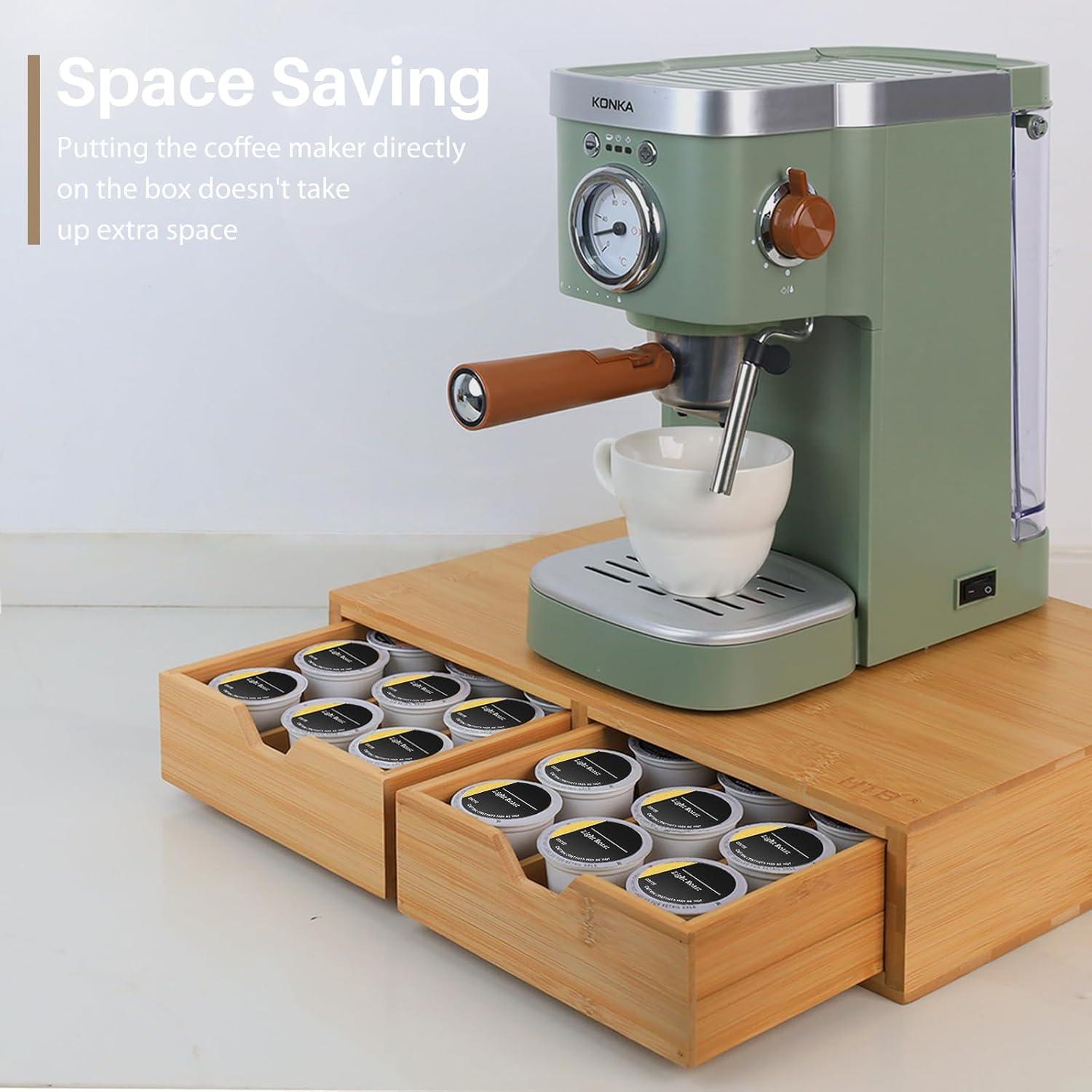 Soporte para K Cup HTB de Bambú, Organizador para 30 Cápsulas