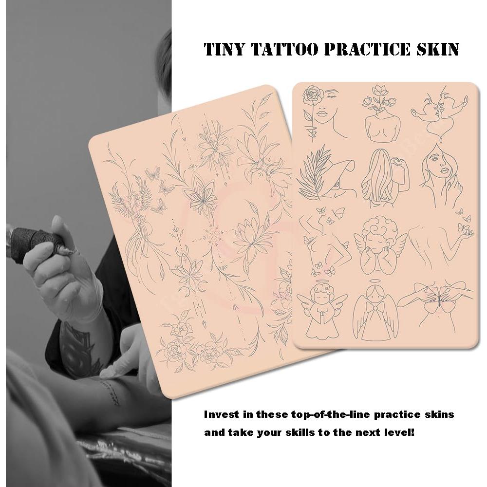 Piel de Práctica de Tatuaje Rosa Doble Cara 2pcs Silicona 1.5mm