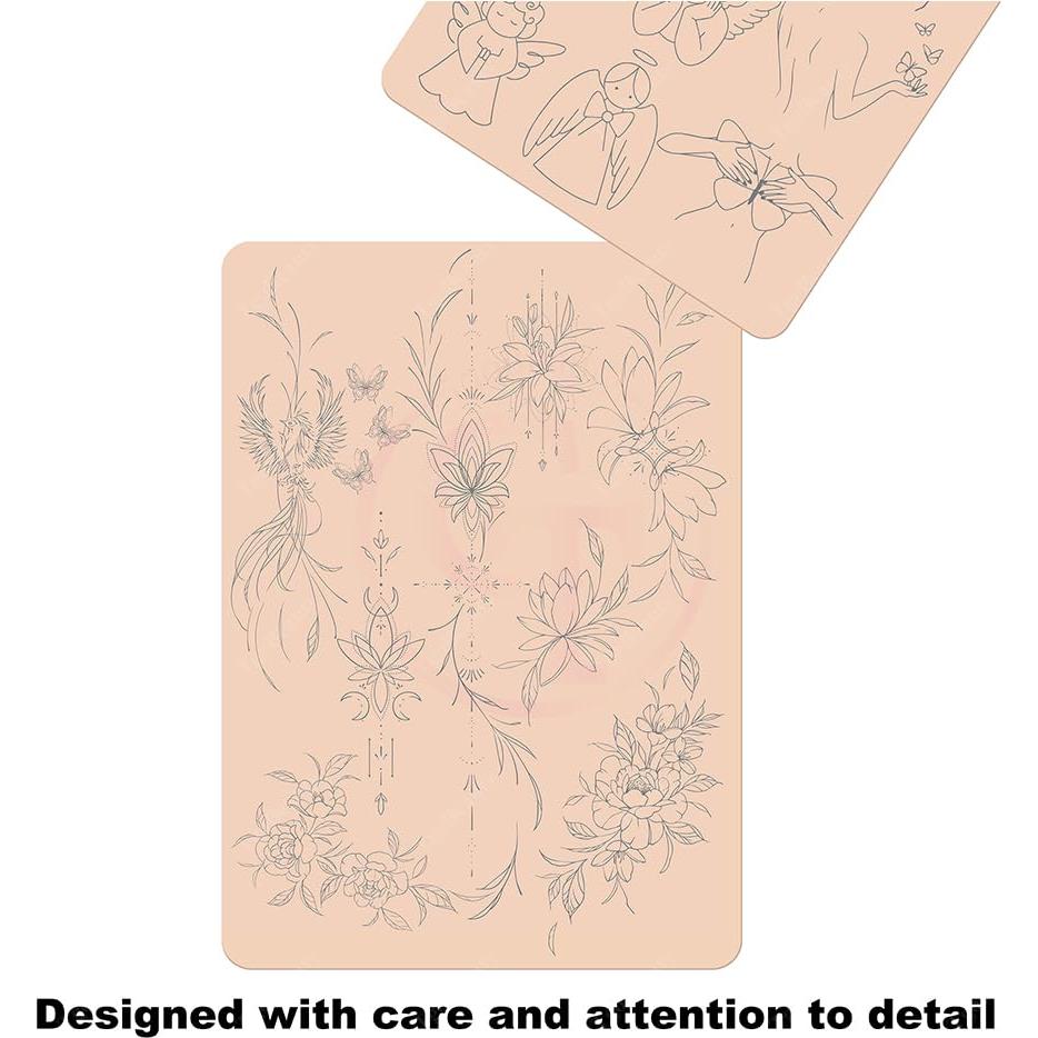 Piel de Práctica de Tatuaje Rosa Doble Cara 2pcs Silicona 1.5mm