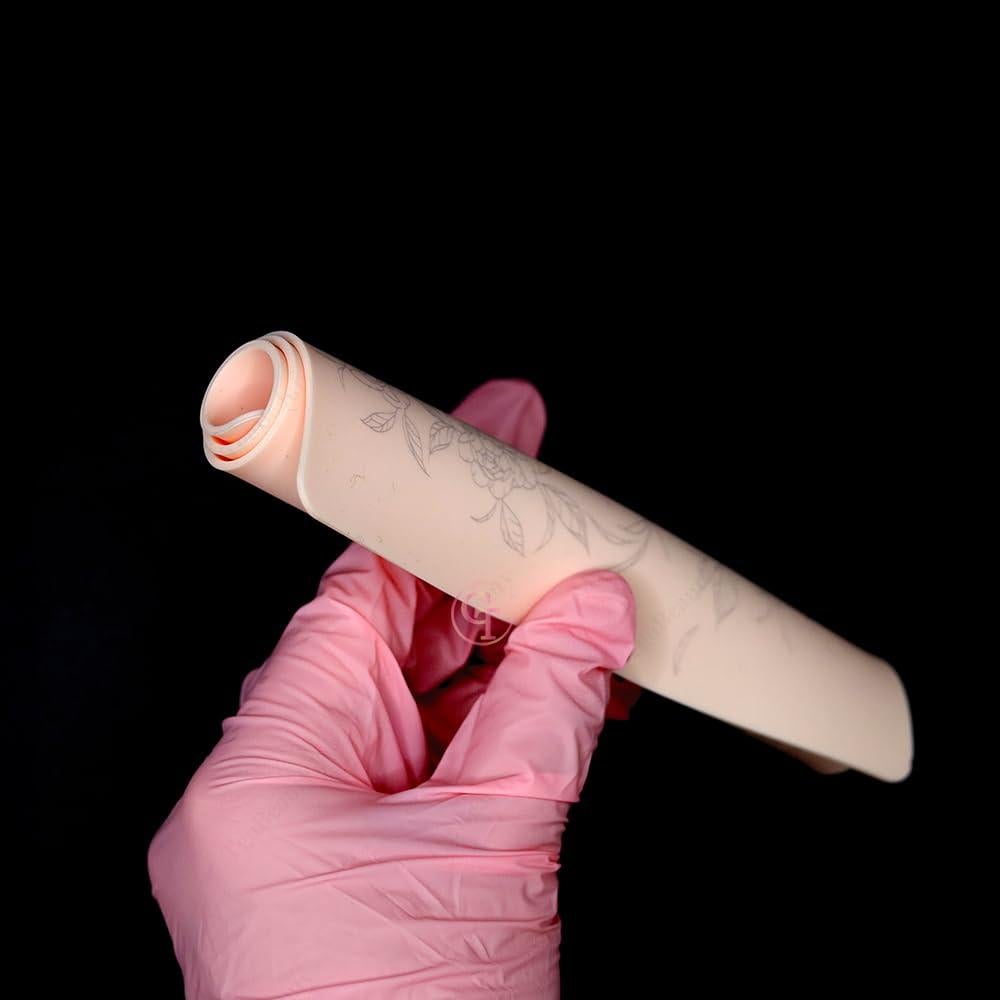 Piel de Práctica de Tatuaje Rosa Doble Cara 2pcs Silicona 1.5mm