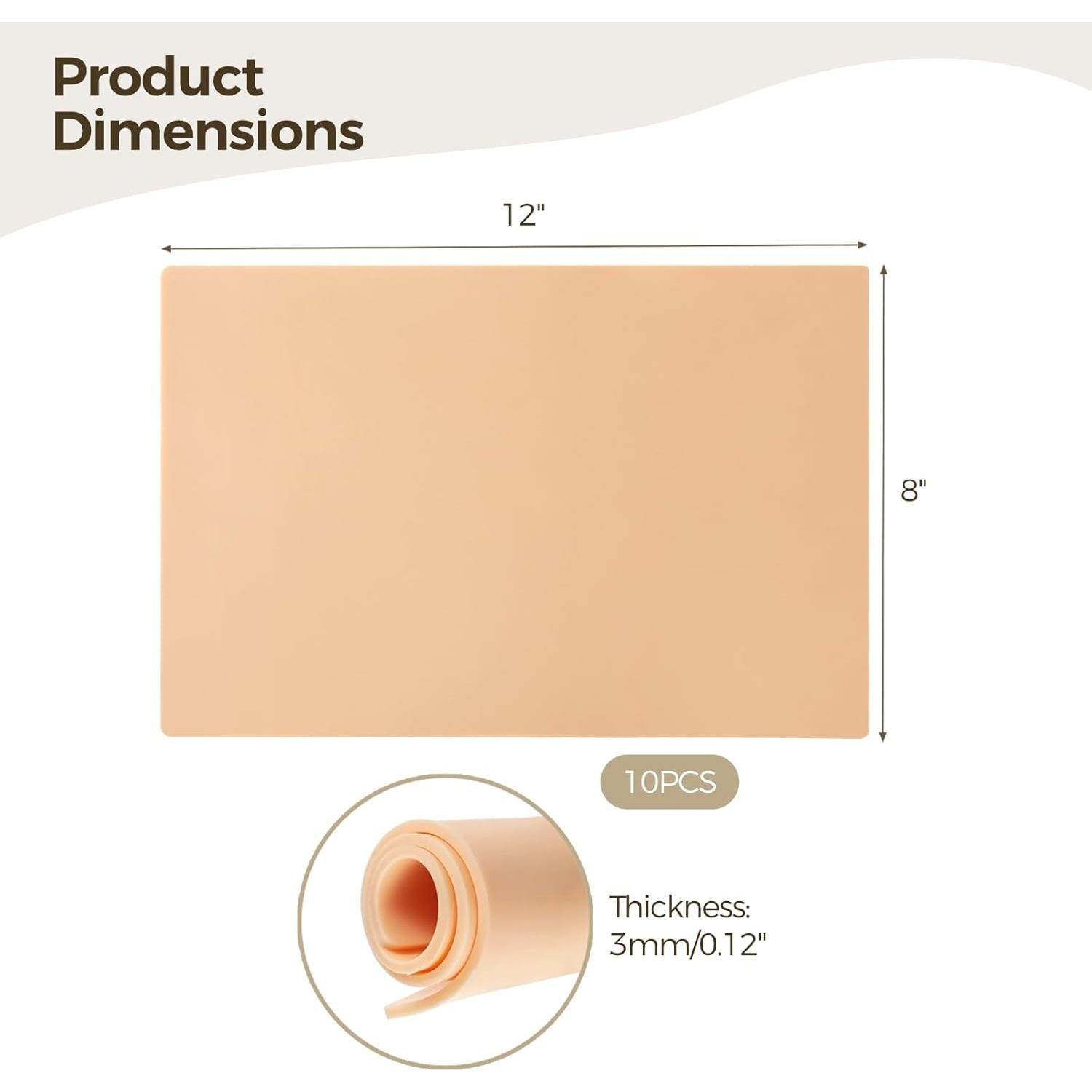 10 Almohadillas de Silicona para Tatuaje Tideme 30.48x20.32cm