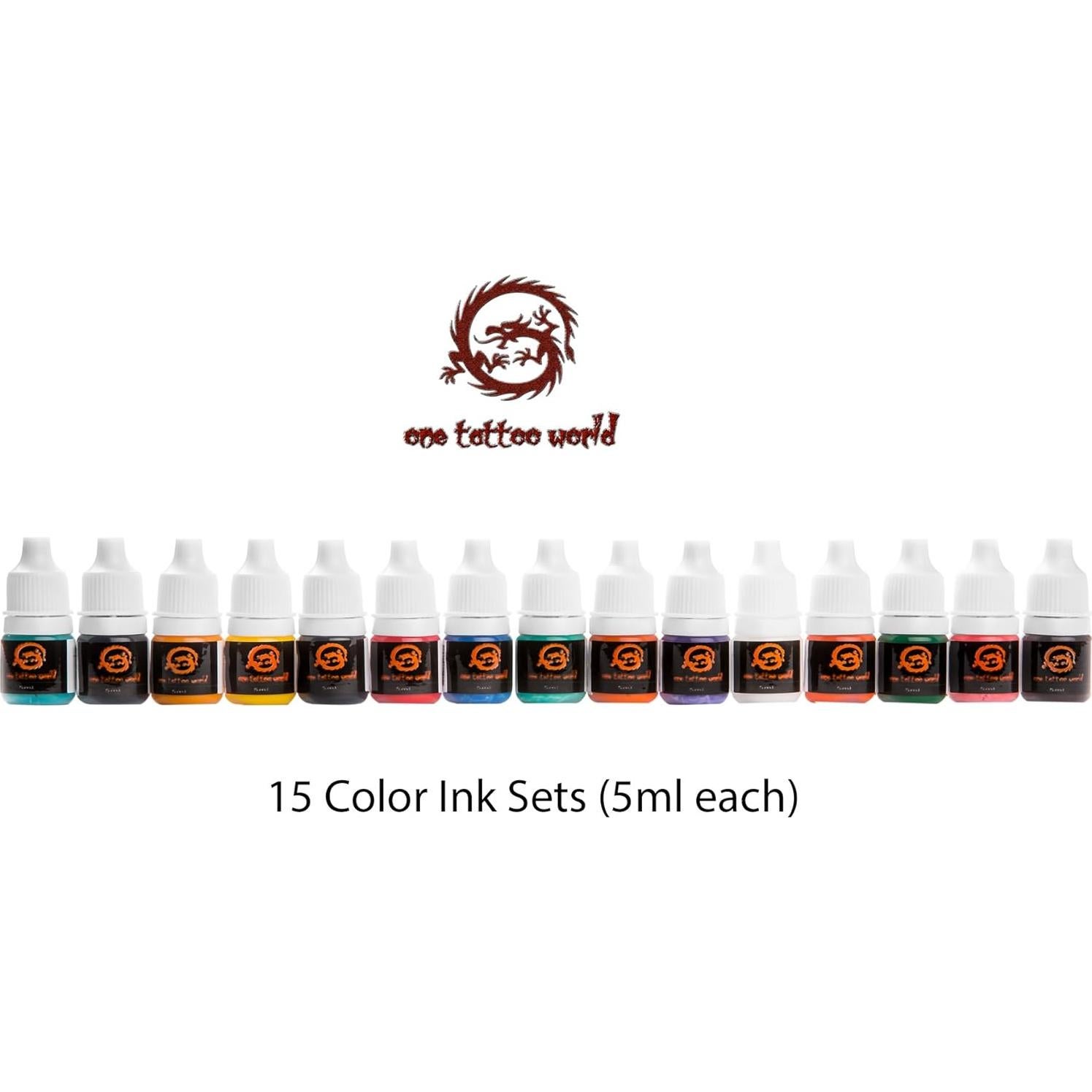 Juego de Tinta para Tatuajes One Tattoo World 15 Colores 5ml