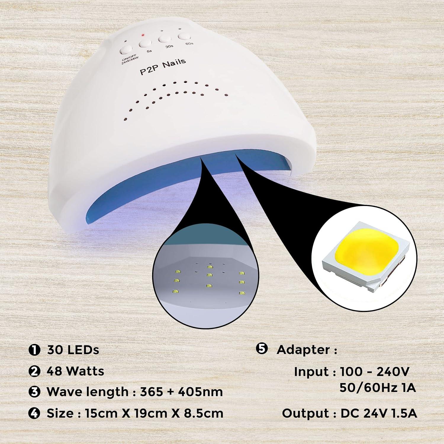 Lámpara de Uñas UV/LED P2P Nails 48W con Sensor Inteligente