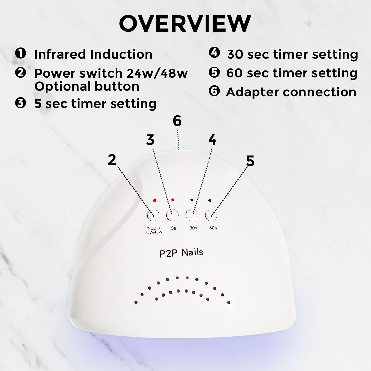 Lámpara de Uñas UV/LED P2P Nails 48W con Sensor Inteligente