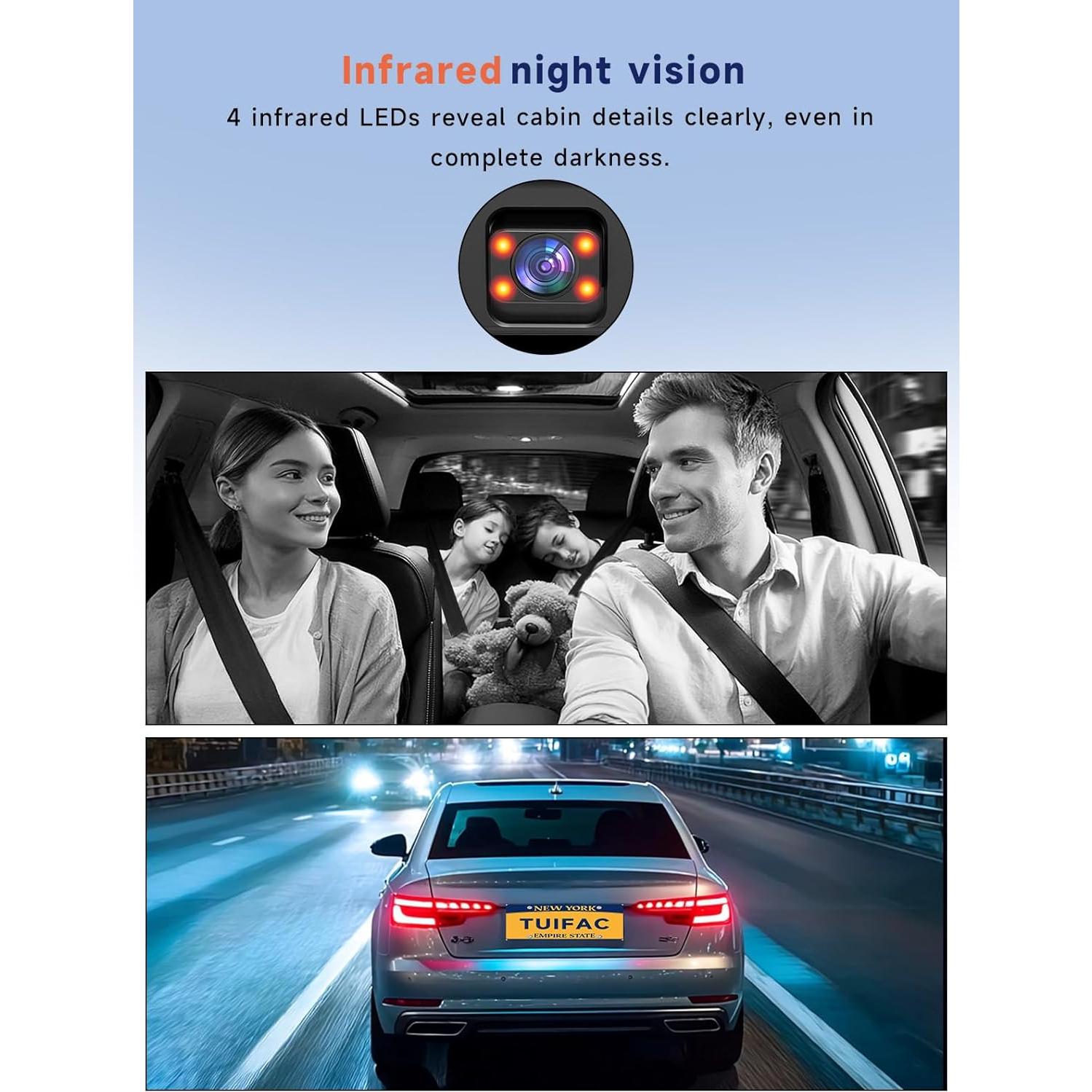 Cámara Dash Doble TUIFAC GT803 2.5K+1080P con Wi-Fi