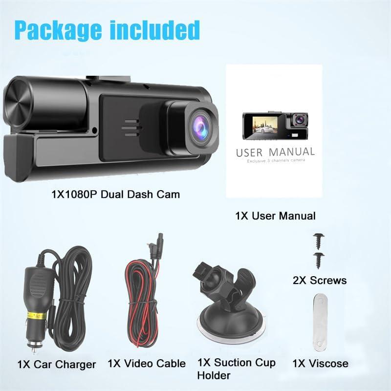 Cámara Doble de Salpicadero 1080P MeiqiLS Frontal e Interior