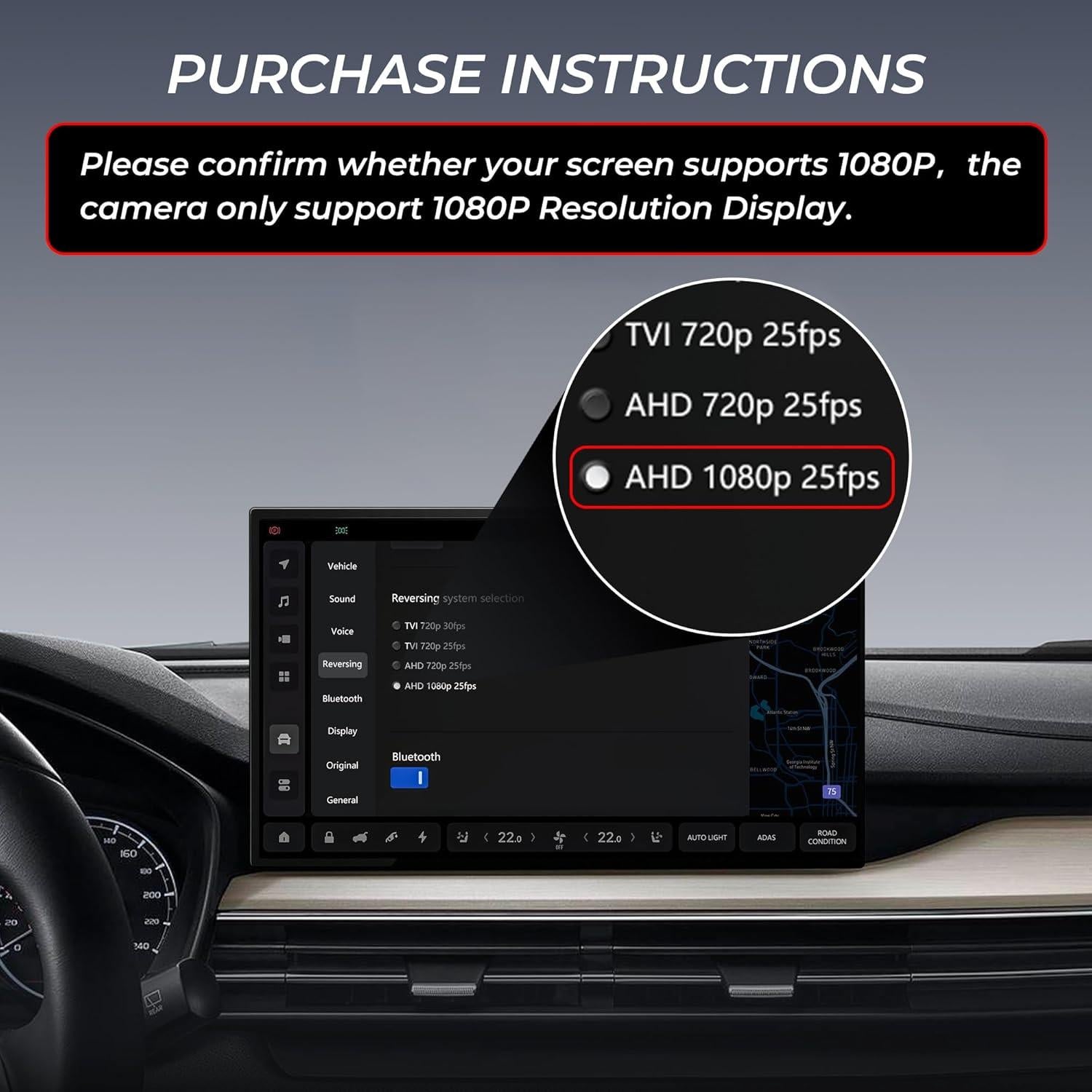 Cámara de Respaldo AHD 1080P Bzgnl IP69K 170° Visión Nocturna