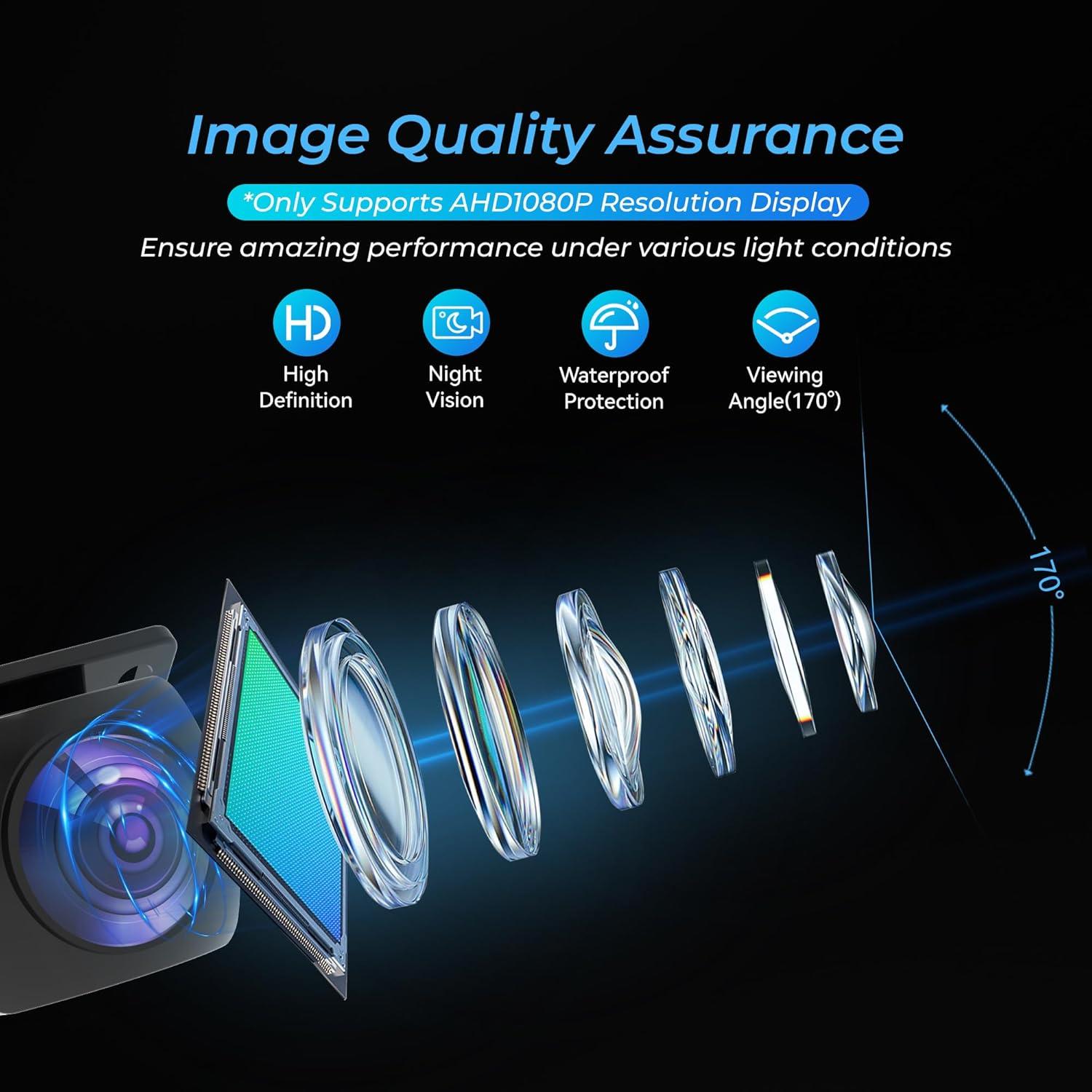 Cámara de Respaldo AHD 1080P Bzgnl IP69K 170° Visión Nocturna