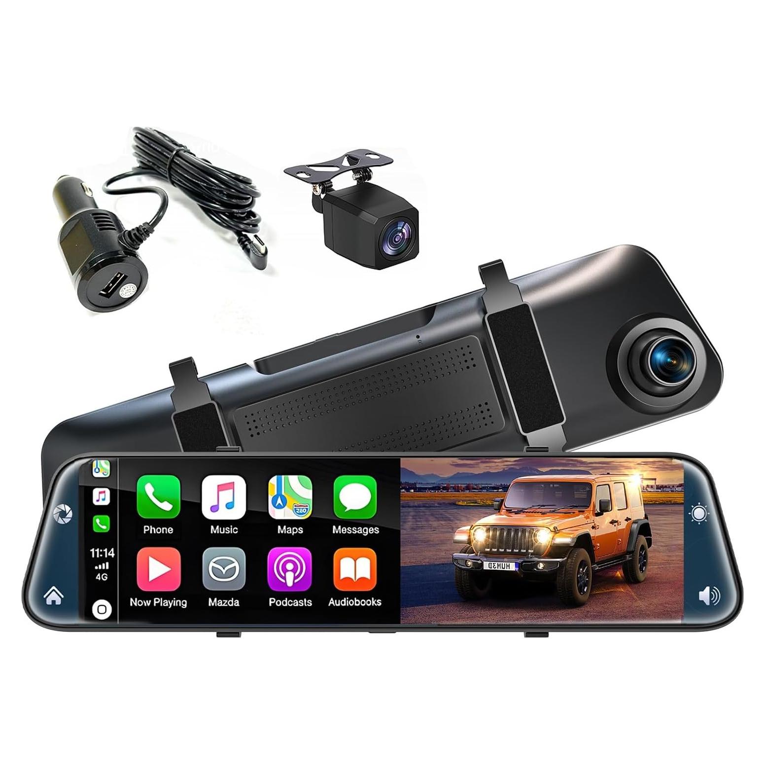 Cámara de Espejo Retrovisor KOUENOM 12" 4K con CarPlay y Android Auto