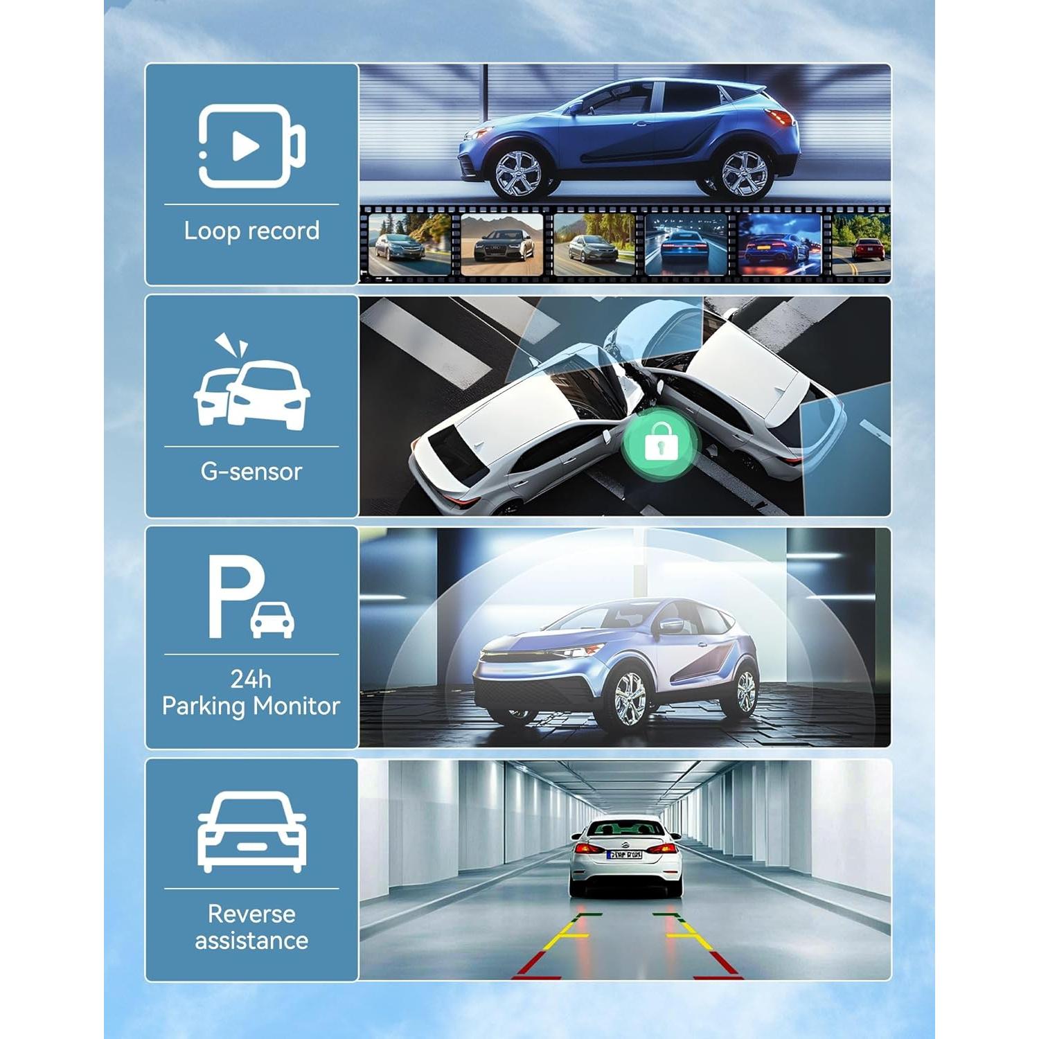 Cámara de Espejo Retrovisor KOUENOM 12" 4K con CarPlay y Android Auto