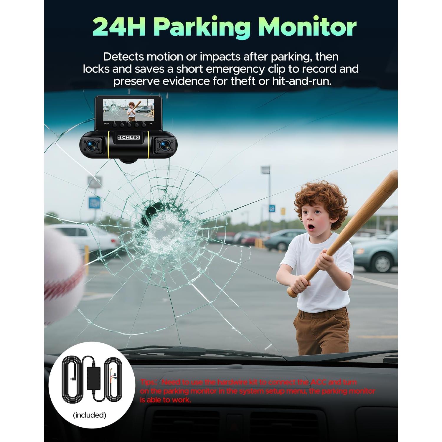 Cámara de Salpicadero LAMTTO 360° 4 Canales 1080P WiFi 5G