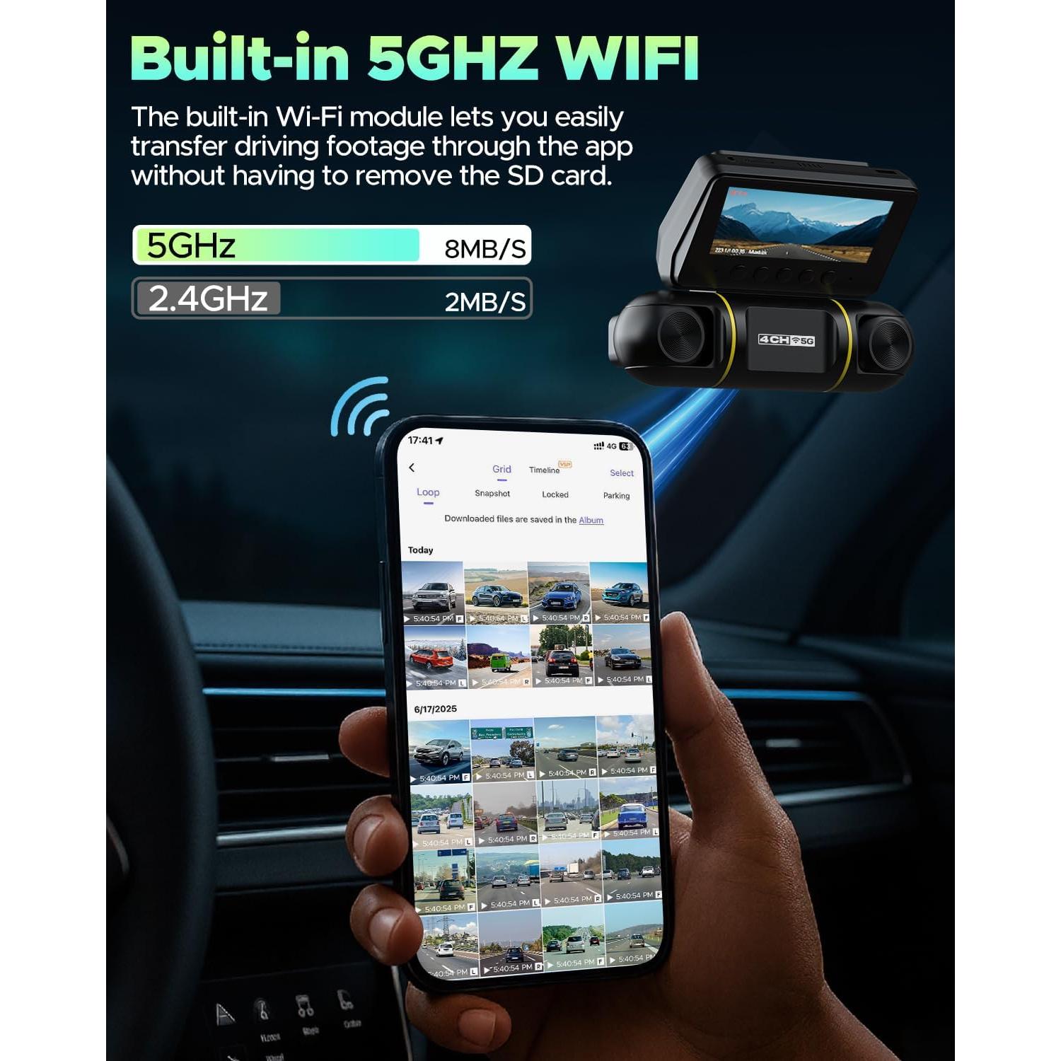 Cámara de Salpicadero LAMTTO 360° 4 Canales 1080P WiFi 5G