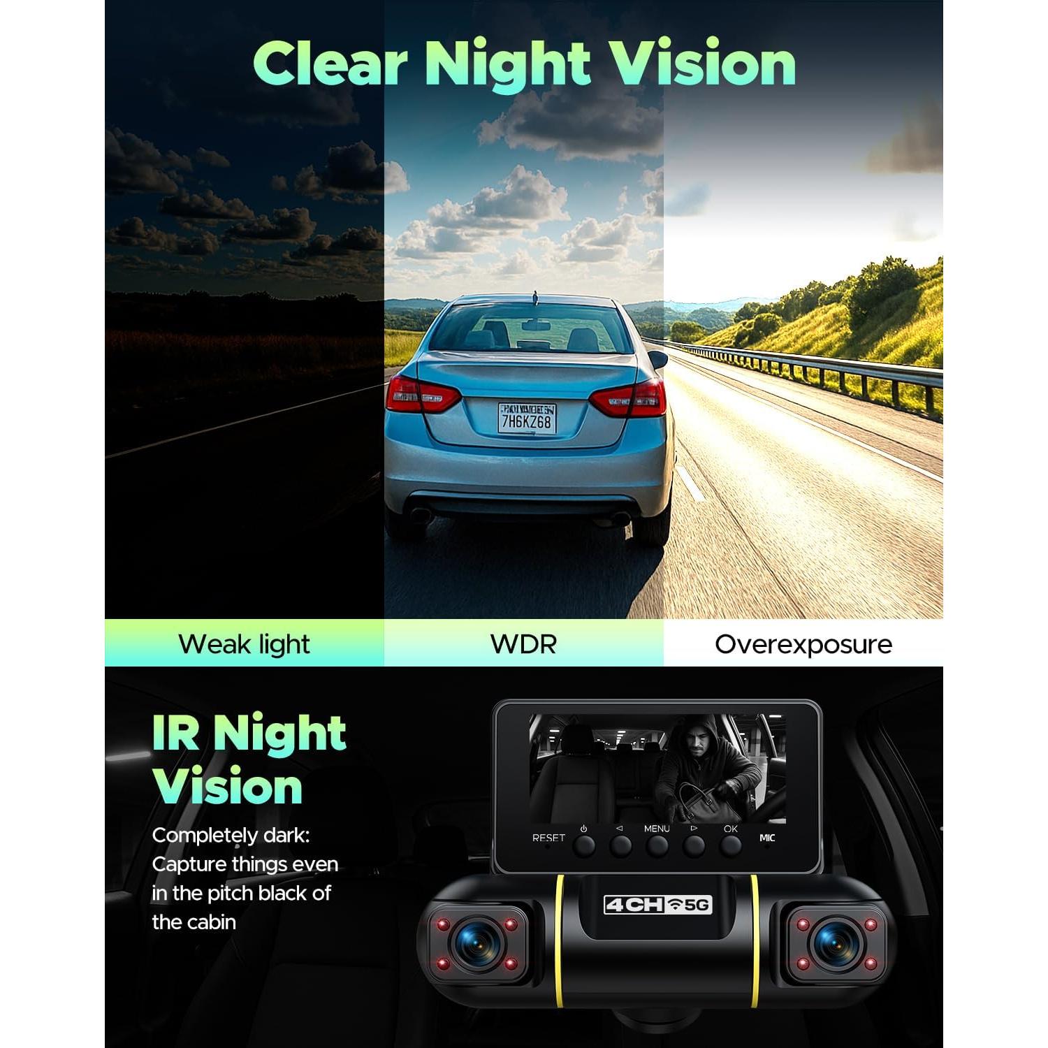 Cámara de Salpicadero LAMTTO 360° 4 Canales 1080P WiFi 5G