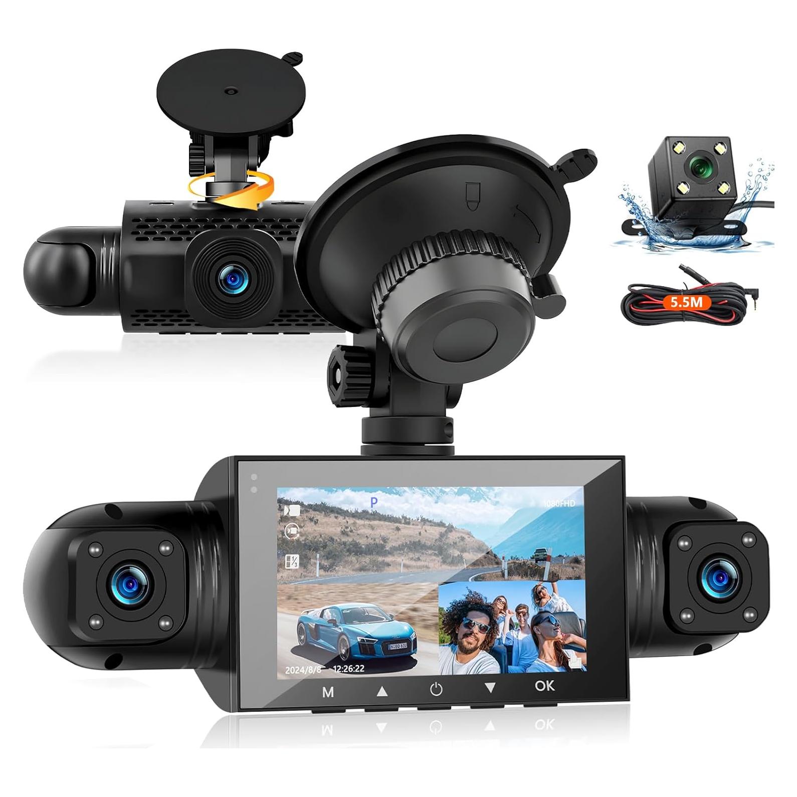 Cámara Dash Podofo 360° 4 Canales 3" Pantalla Táctil 1080P