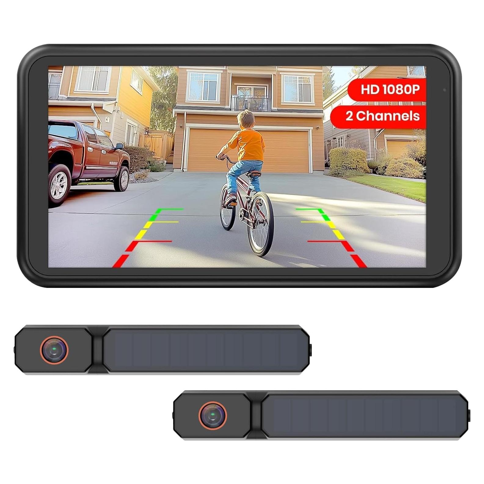 Cámara de Respaldo Inalámbrica Solar 1080P con Monitor 5"