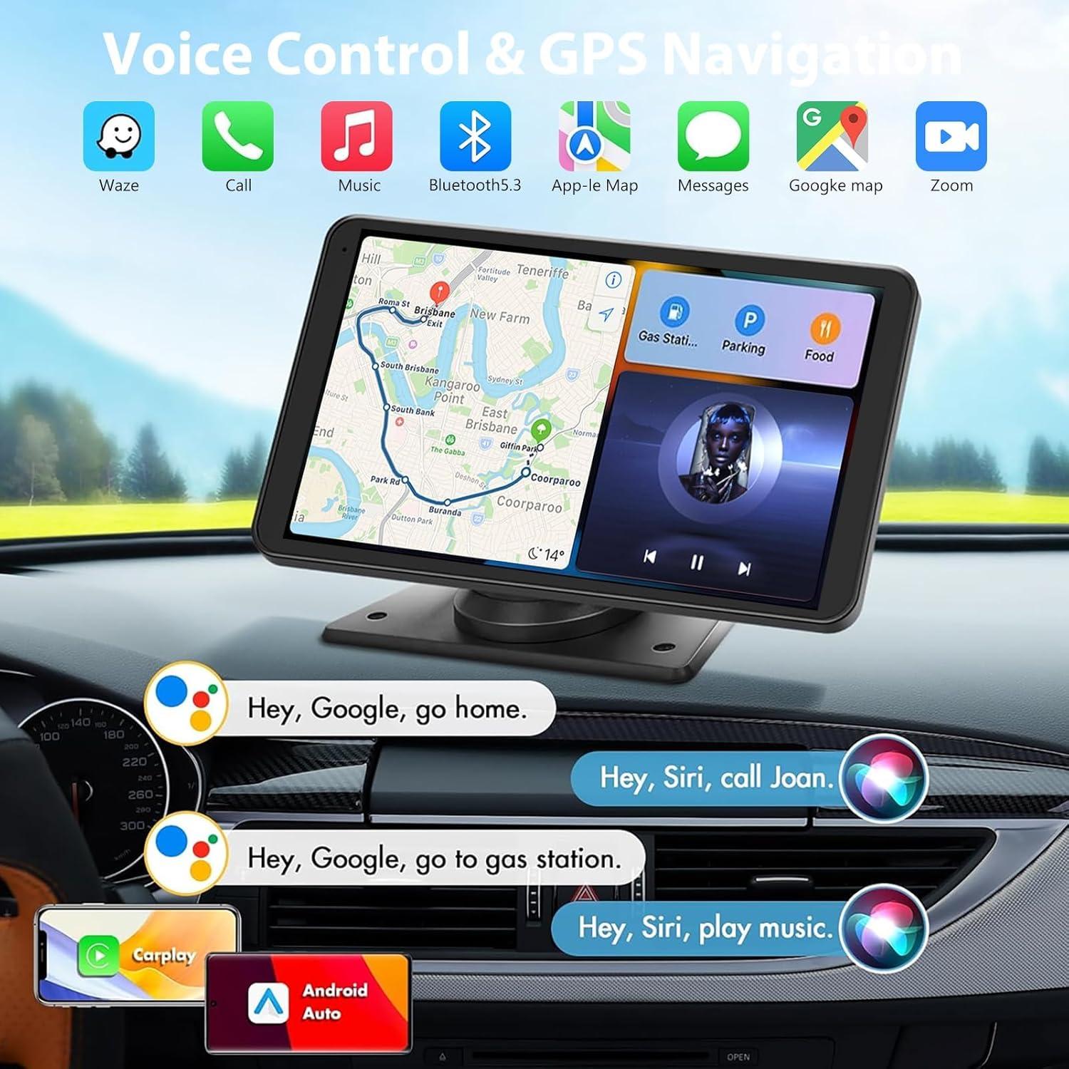Pantalla Carplay Kiswuren 7" HD Inalámbrica con GPS y Cámara