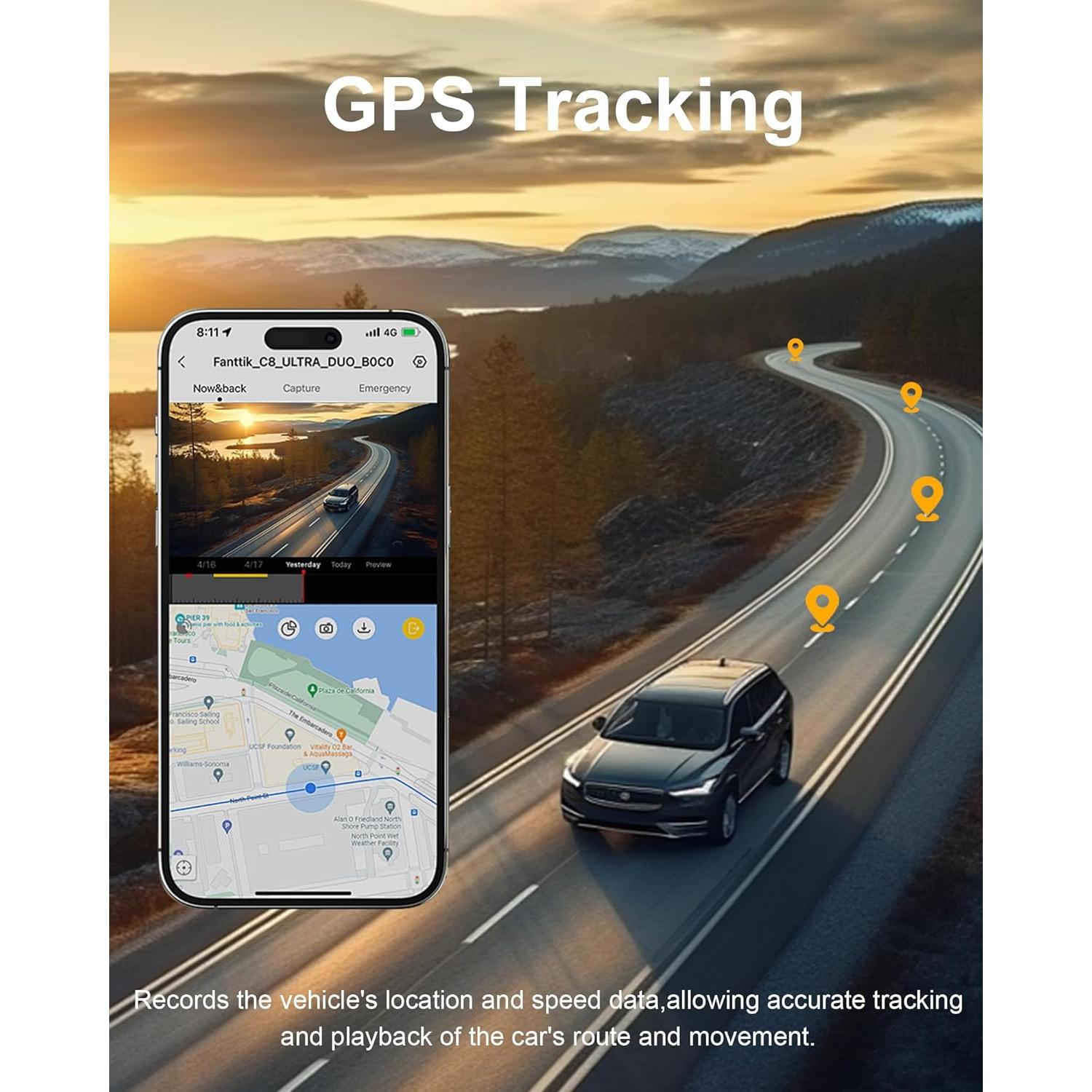 Cámara Dash 4K Estbuc A215 con GPS, WiFi y Pantalla IPS 3.2"