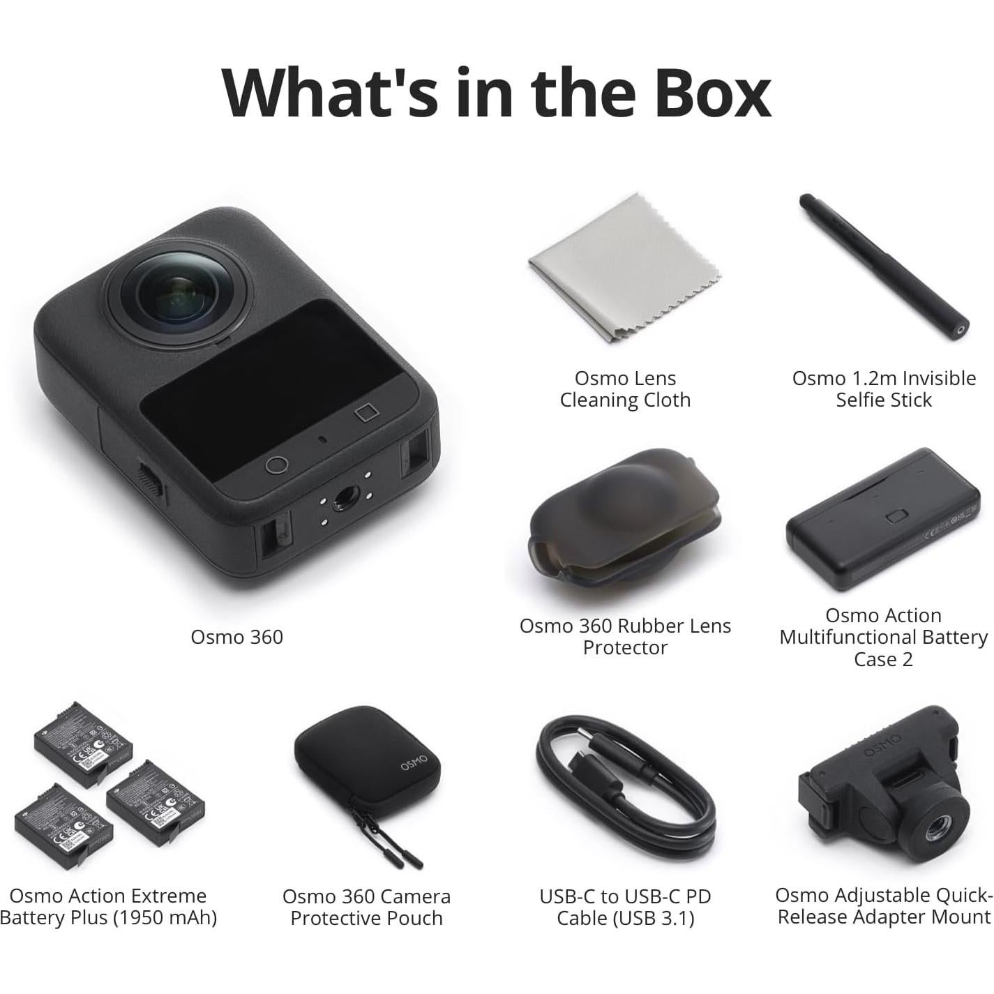 Cámara 360 DJI Osmo 360° a Prueba de Agua 8K con 3 Baterías