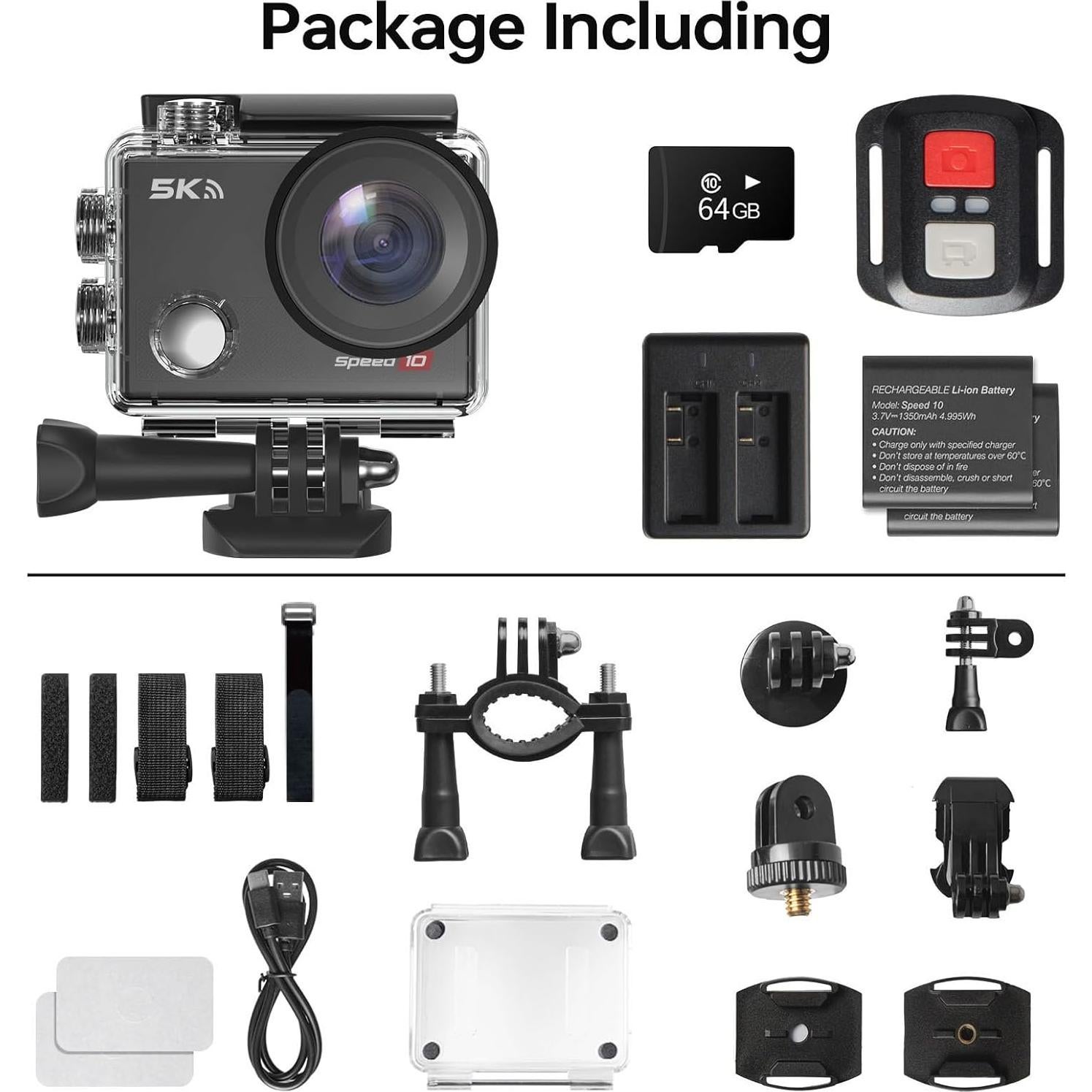 Cámara de Acción Hiicam Speed 10 5K 30FPS Impermeable 40m