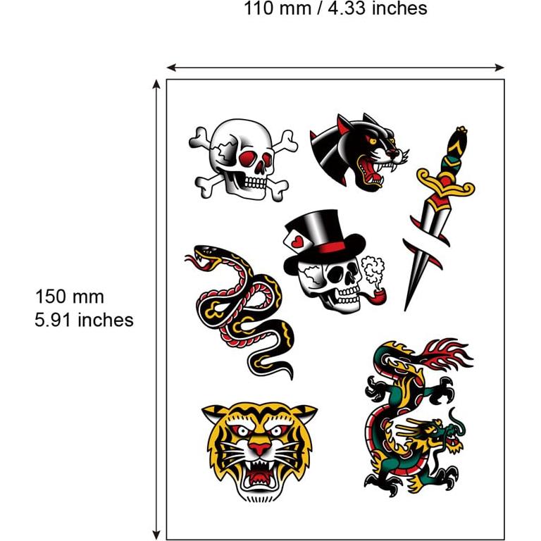 Calcomanías Tatuajes Temporales SanerLian Set de 4 11x15cm