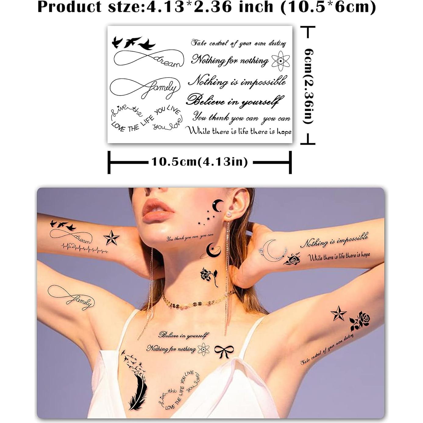 60 Hojas de Tatuajes Temporales Metuu - Diseños Celestiales y Naturales