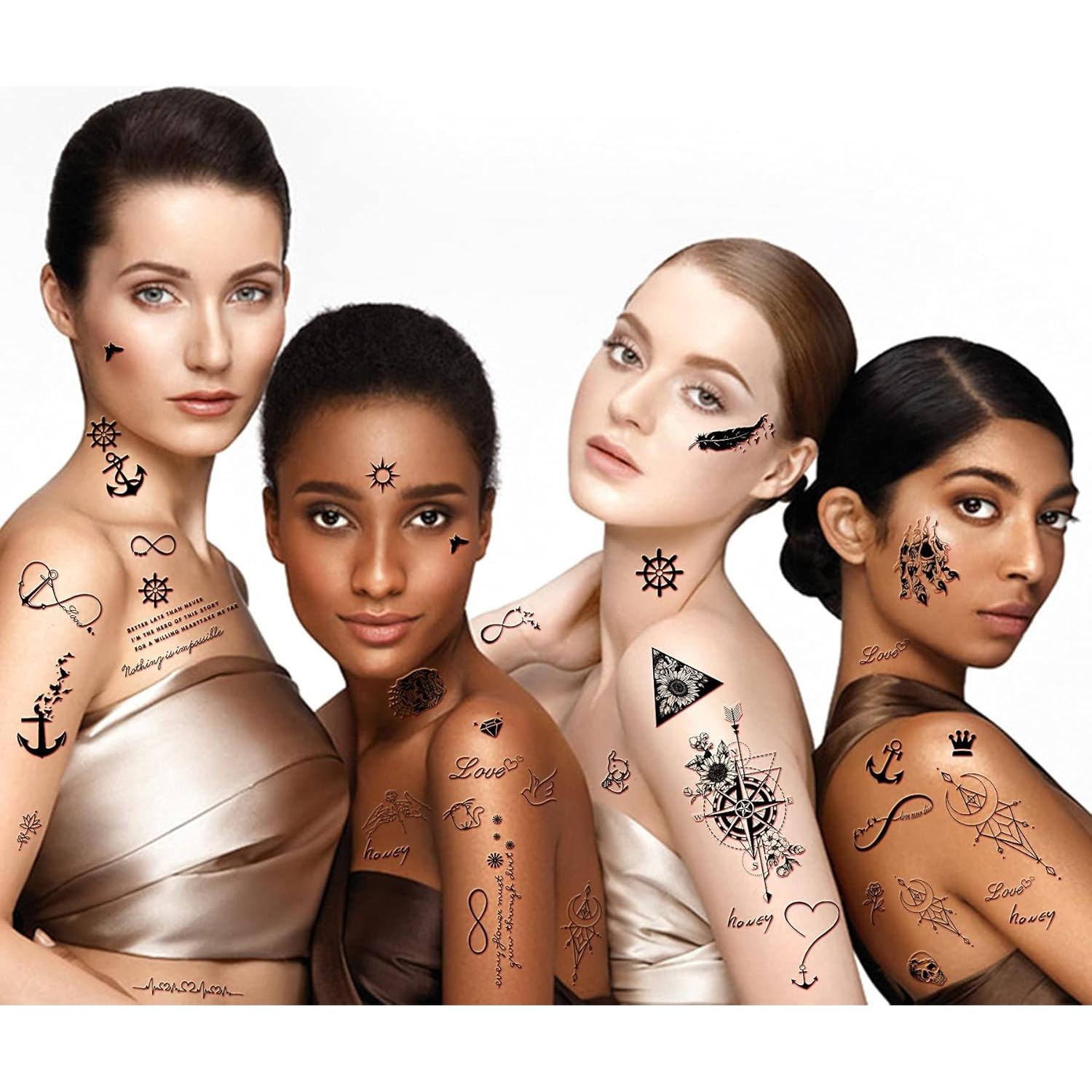 60 Hojas de Tatuajes Temporales Metuu - Diseños Celestiales y Naturales