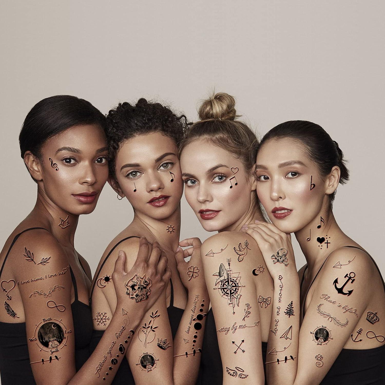 60 Hojas de Tatuajes Temporales Metuu - Diseños Celestiales y Naturales