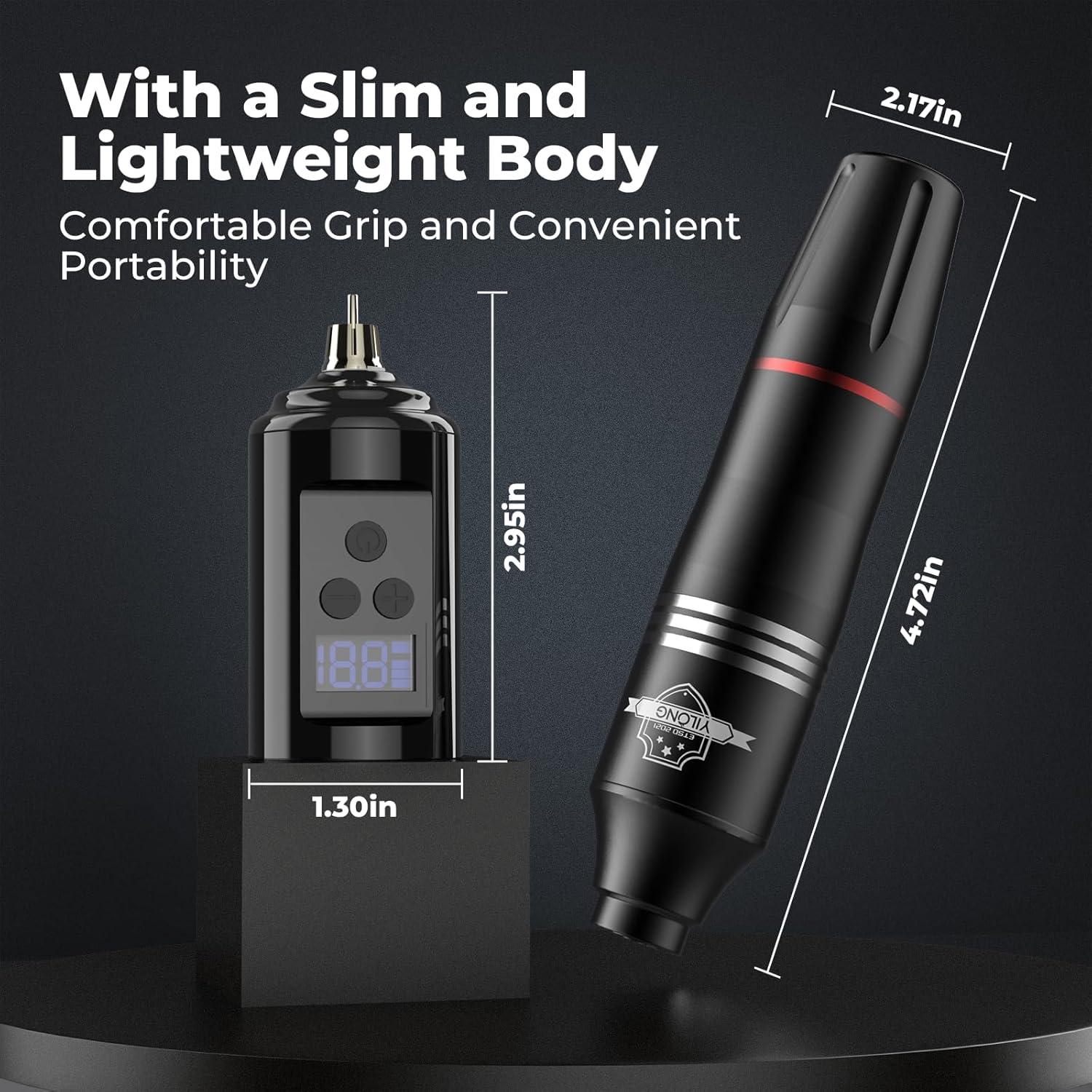 Kit de Tatuaje Inalámbrico YILONG con 2 Baterías 1200mAh