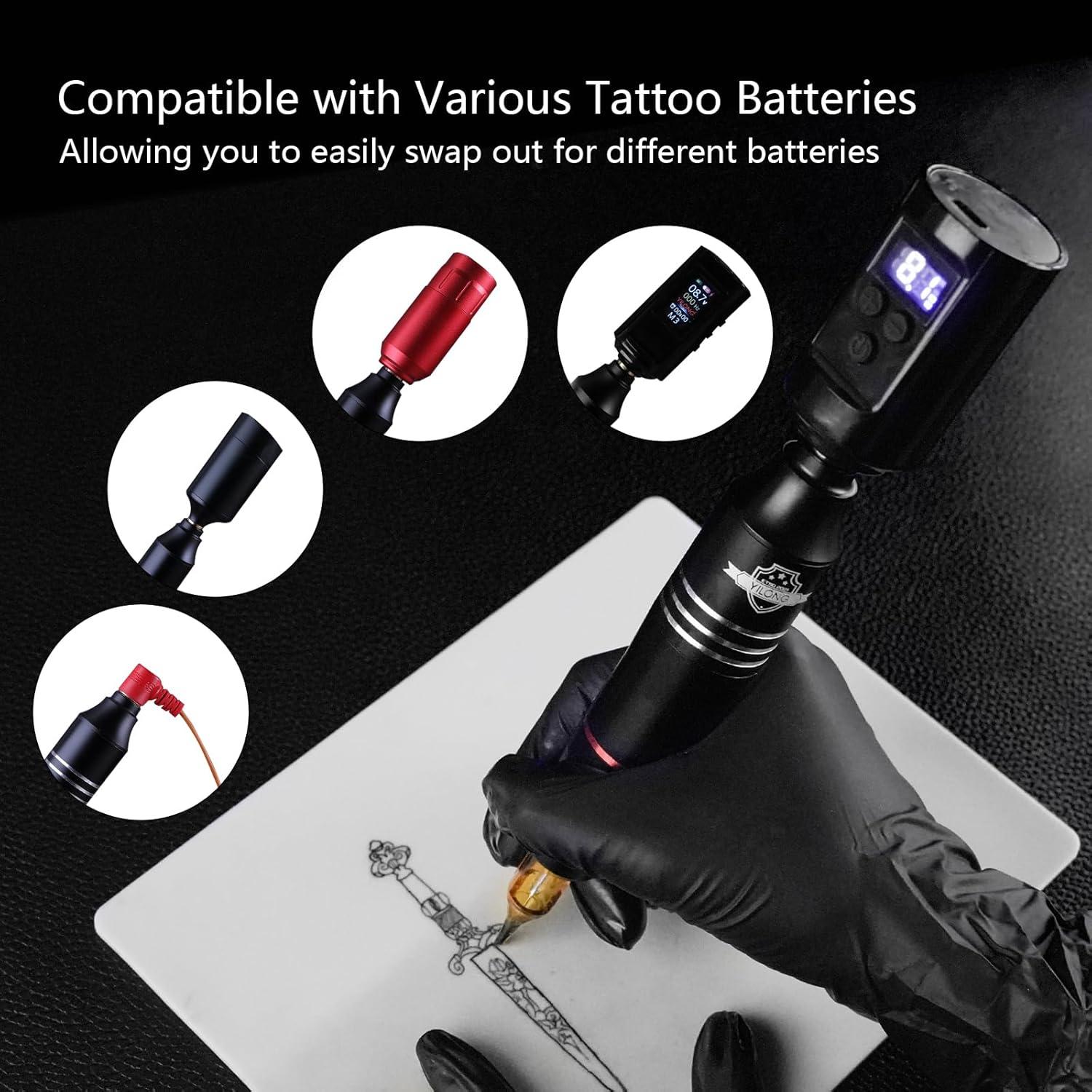 Kit de Tatuaje Inalámbrico YILONG con 2 Baterías 1200mAh