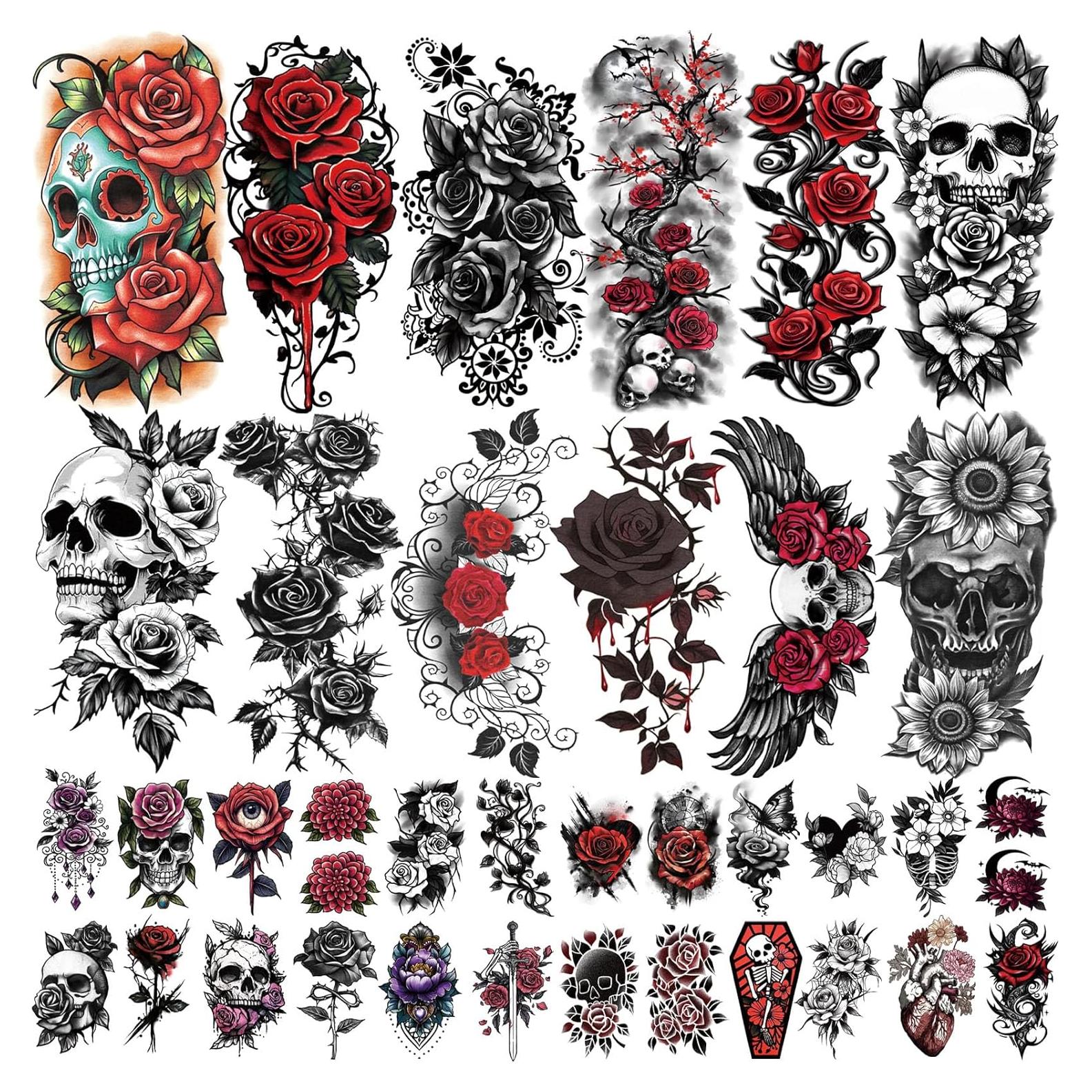 77 Hojas Tatuajes Temporales Atydkug Góticos para Adultos