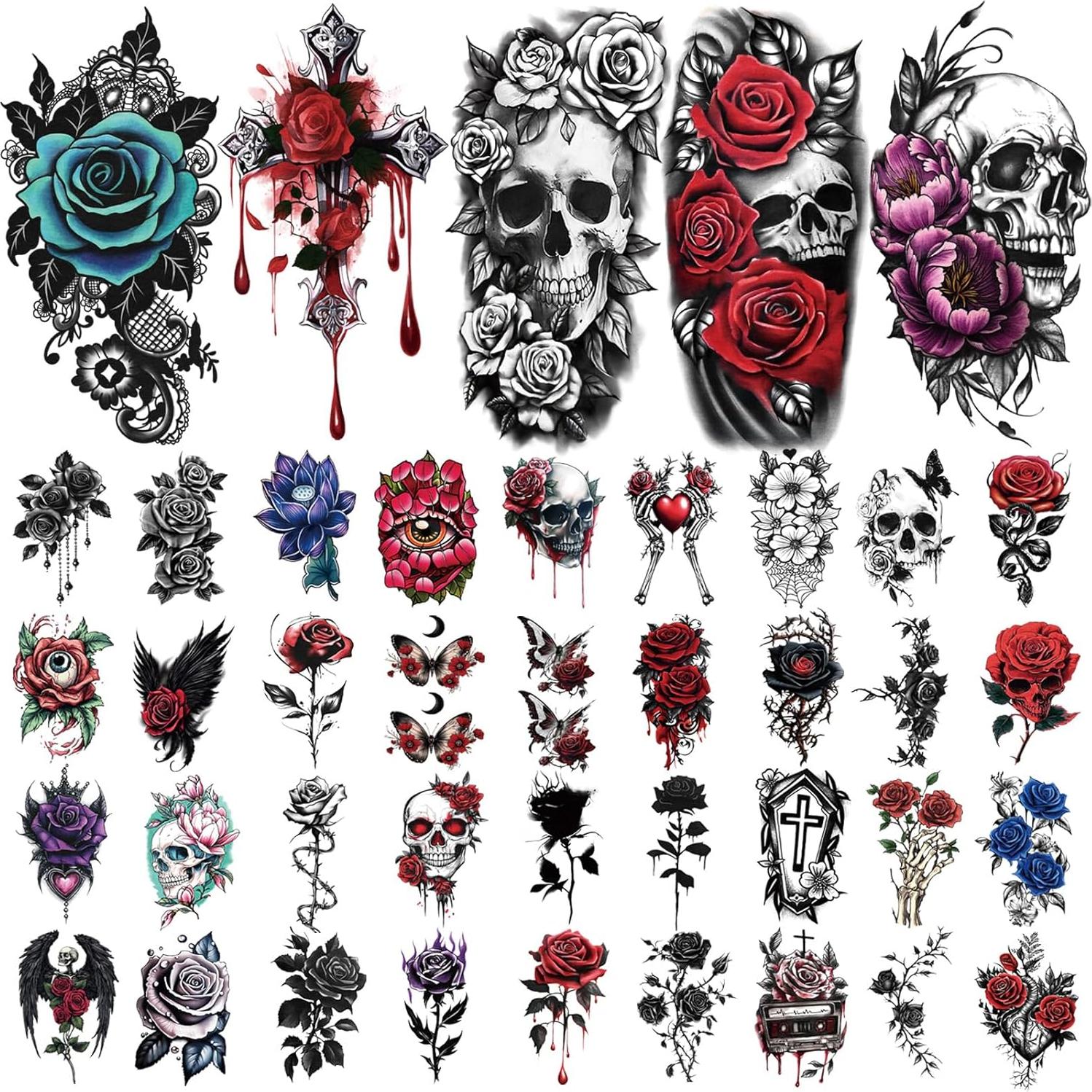 77 Hojas Tatuajes Temporales Atydkug Góticos para Adultos