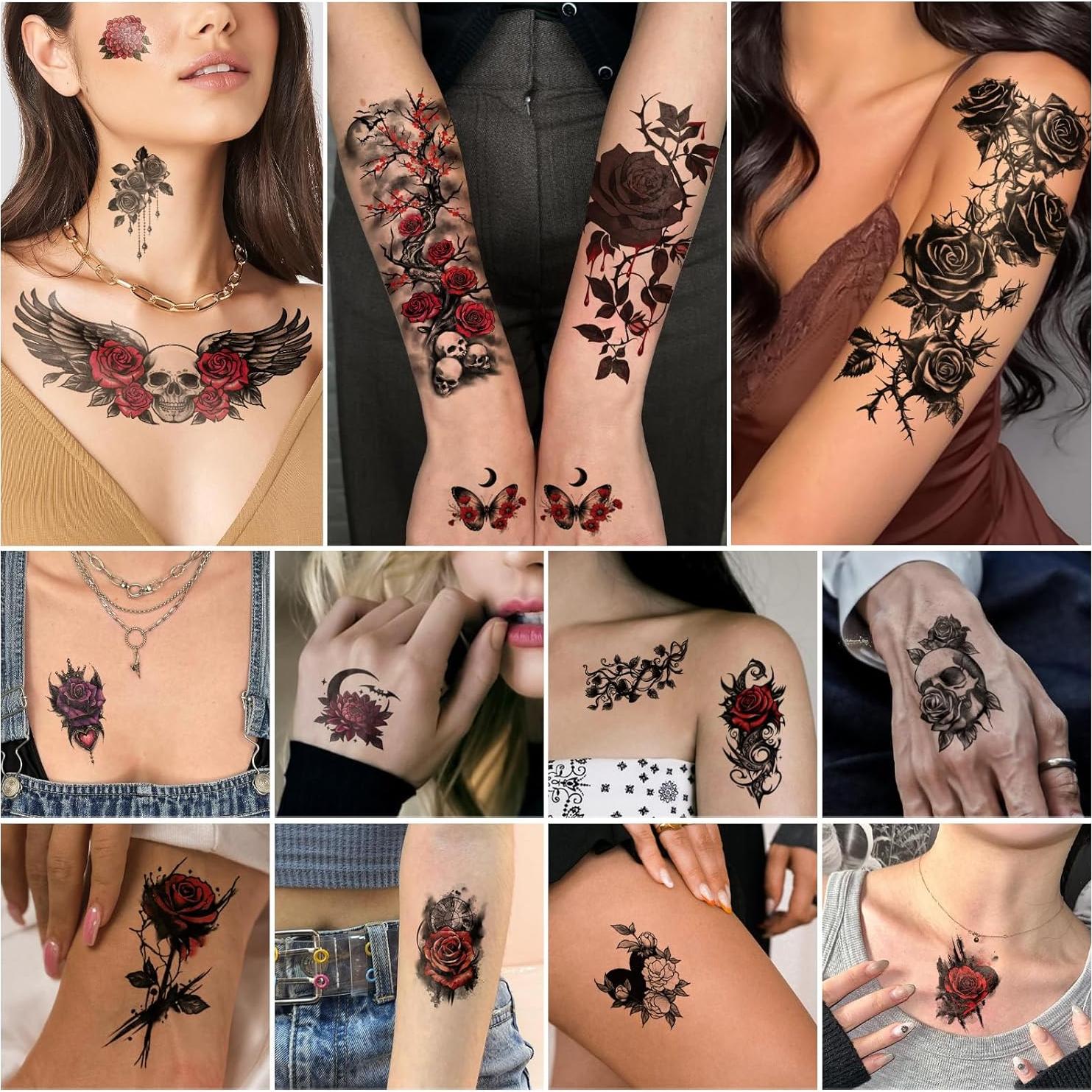 77 Hojas Tatuajes Temporales Atydkug Góticos para Adultos